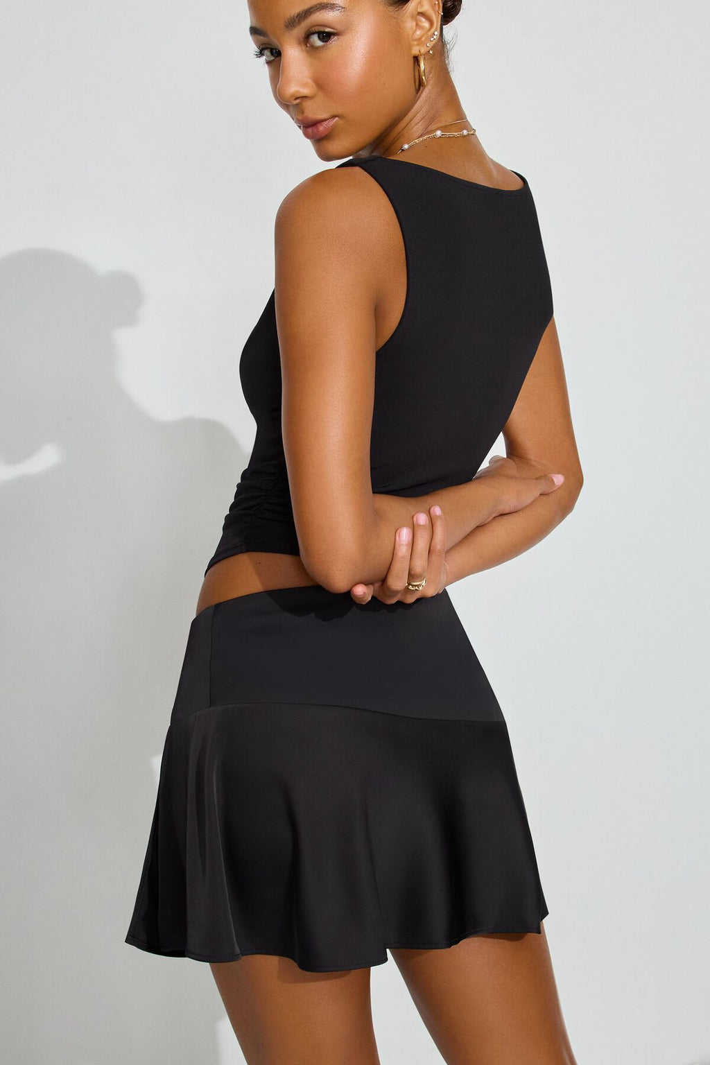 Satin Skort With Slit