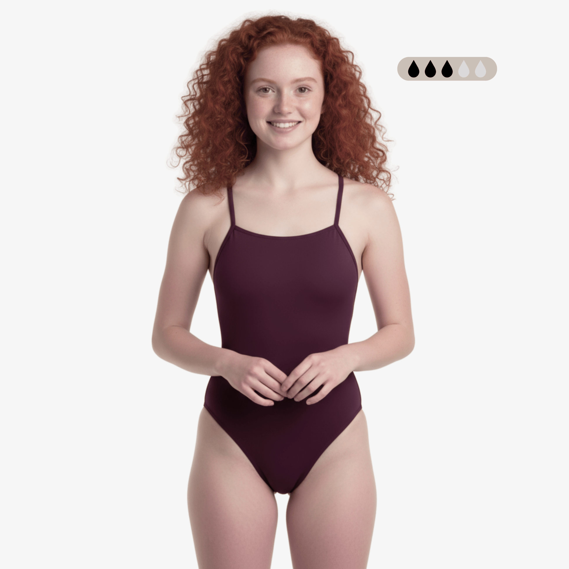 Maillot de bain une pièce menstruel Merlot SecureFlo à dos ouvert de Norca