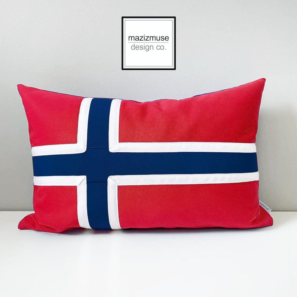 Norway Flag Pillow Cover, Norwegian Outdoor Sunbrella®Cushion Cover