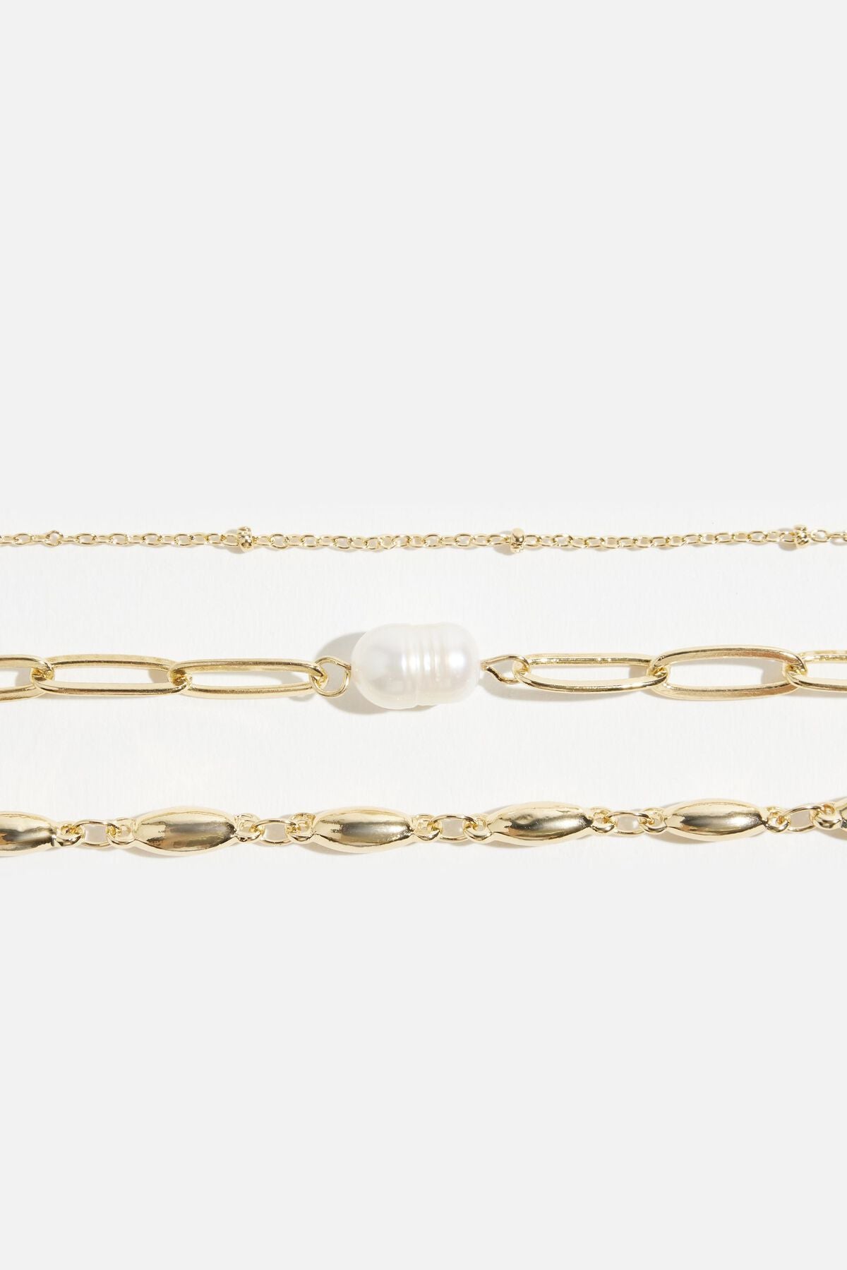 3-Pack Mixed Chain & Pearl Bracelets