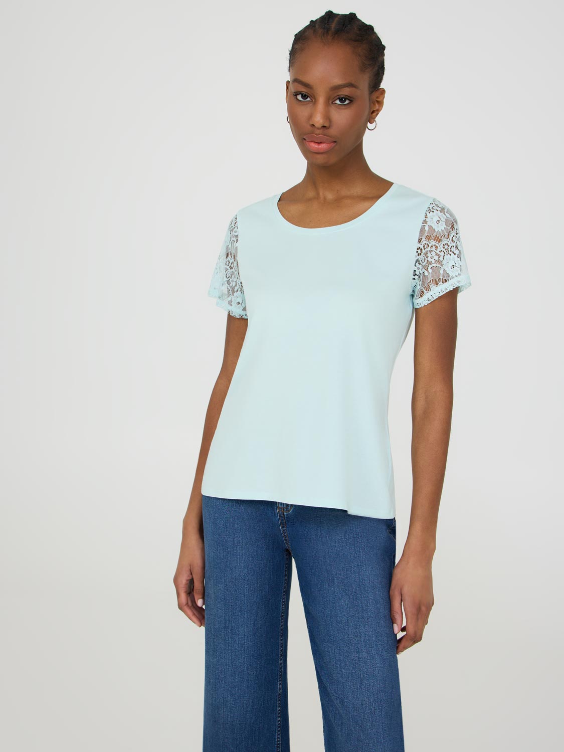 T-shirt à manches courtes en dentelle