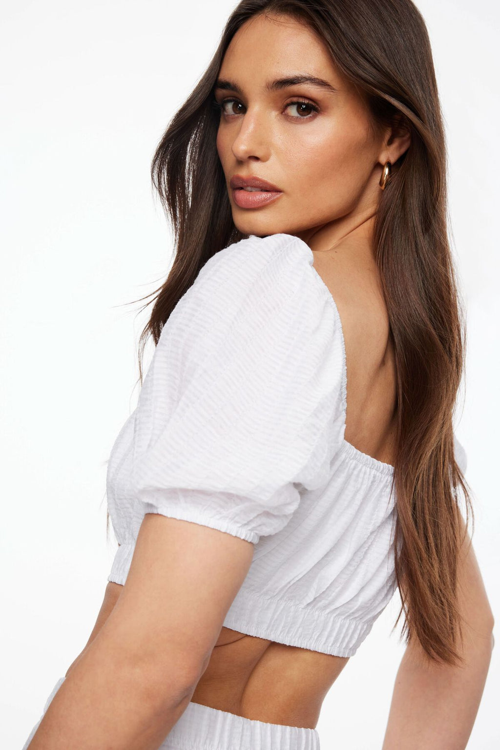 Sheer Smocked Crop Top