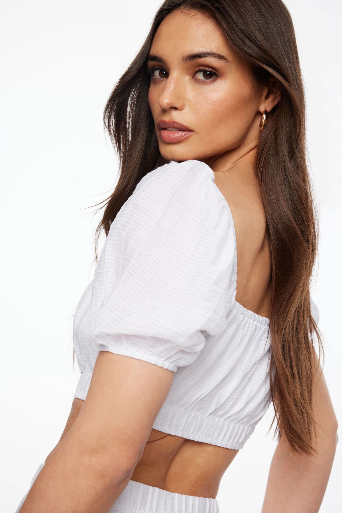 Sheer Smocked Crop Top