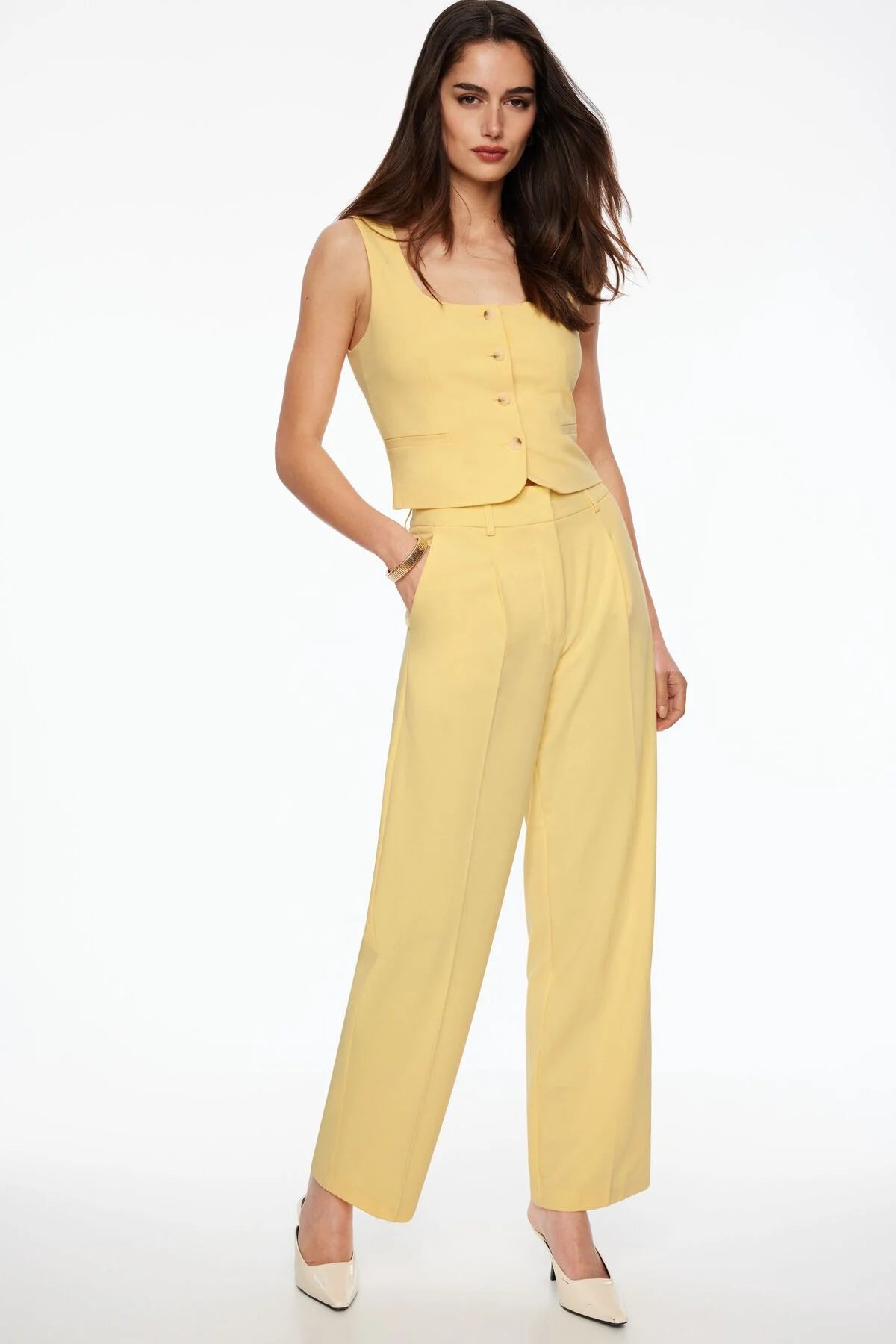 Pantalon droit plissé Sofia