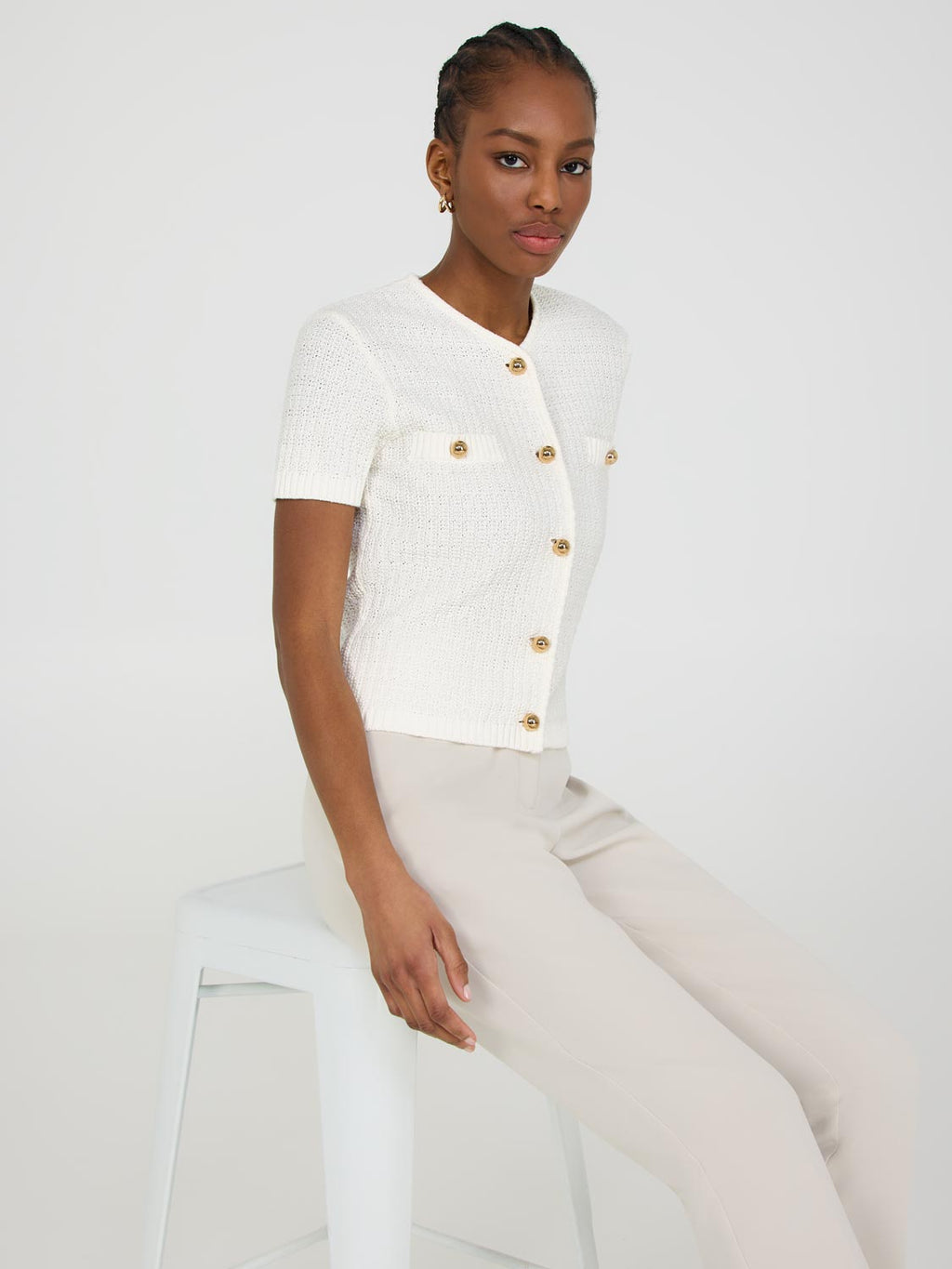 Pull boutonné à manches courtes