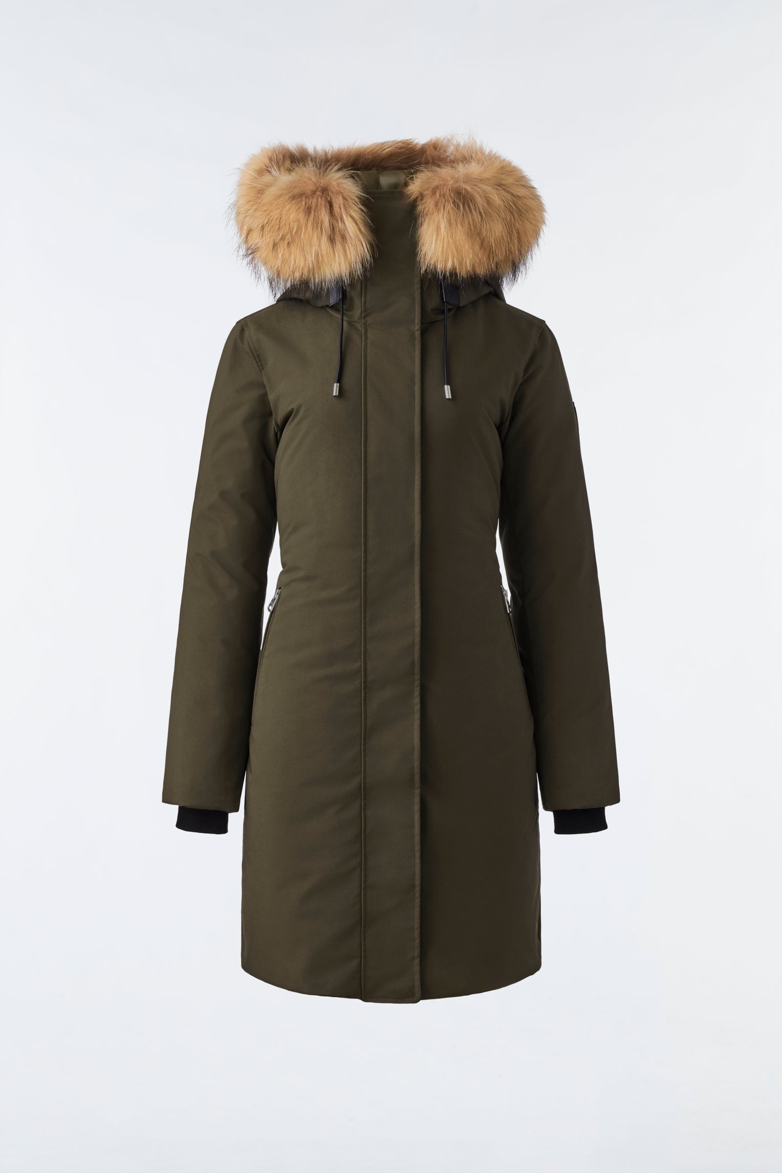 Manteau ajusté SHILOH 2-EN-1 avec plastron amovible et fourrure naturelle