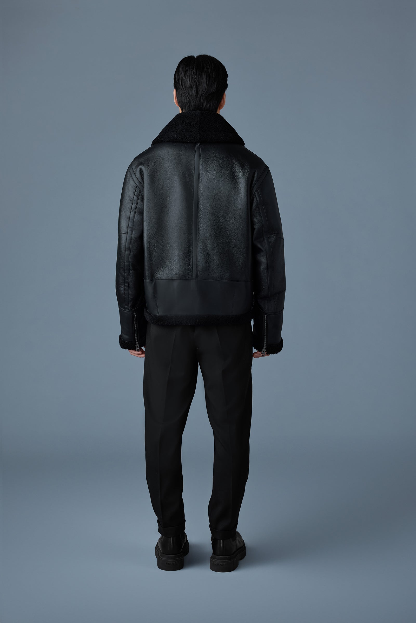 ATLAS-SH Shearling and leather aviator-style jacket
