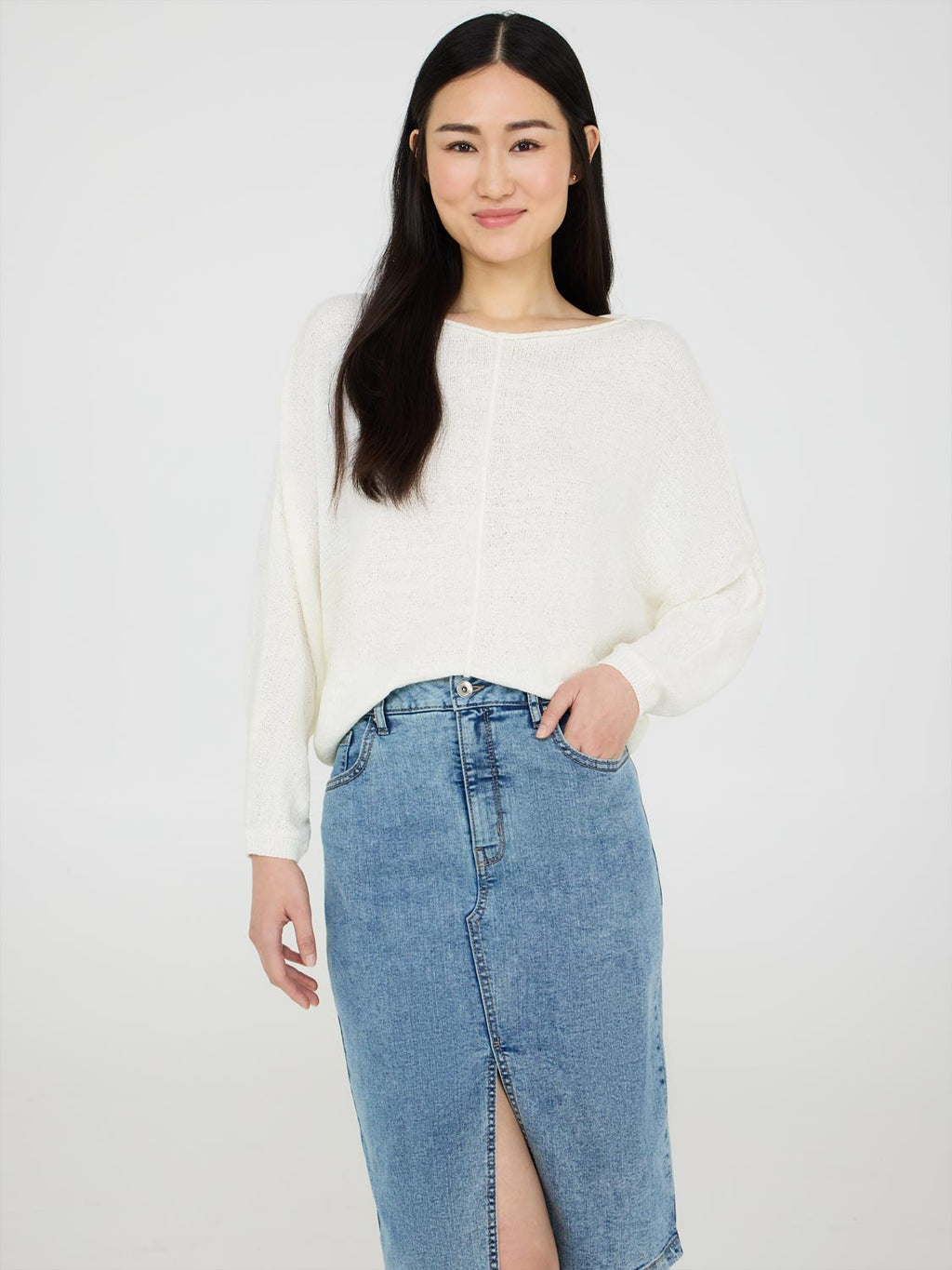 Pull à col bateau et manches dolman