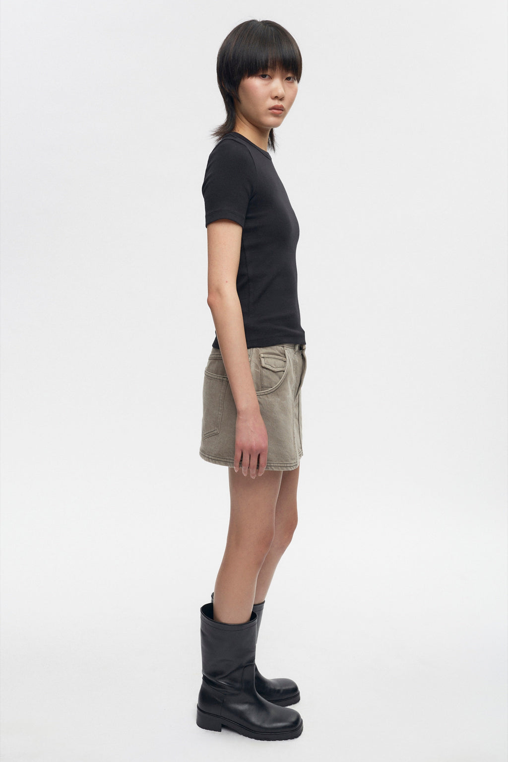 T-shirt côtelé ajusté pour femme