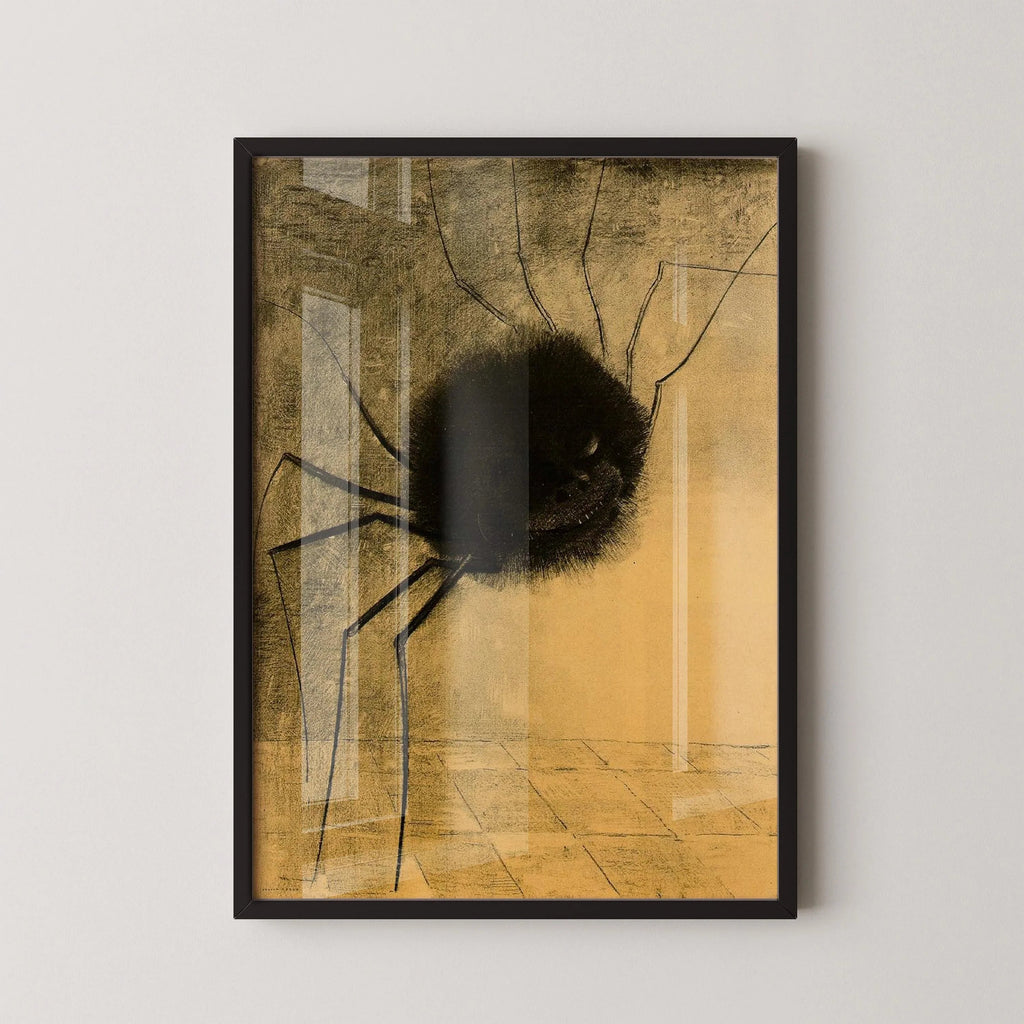 Estampe d'Odilon Redon représentant une araignée souriante : œuvre symboliste étrange, impression giclée encadrée