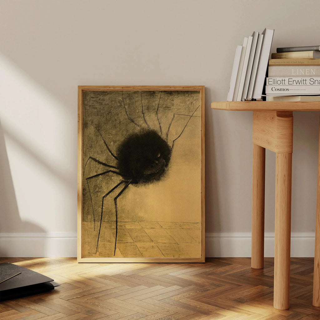 Estampe d'Odilon Redon représentant une araignée souriante : œuvre symboliste étrange, impression giclée encadrée