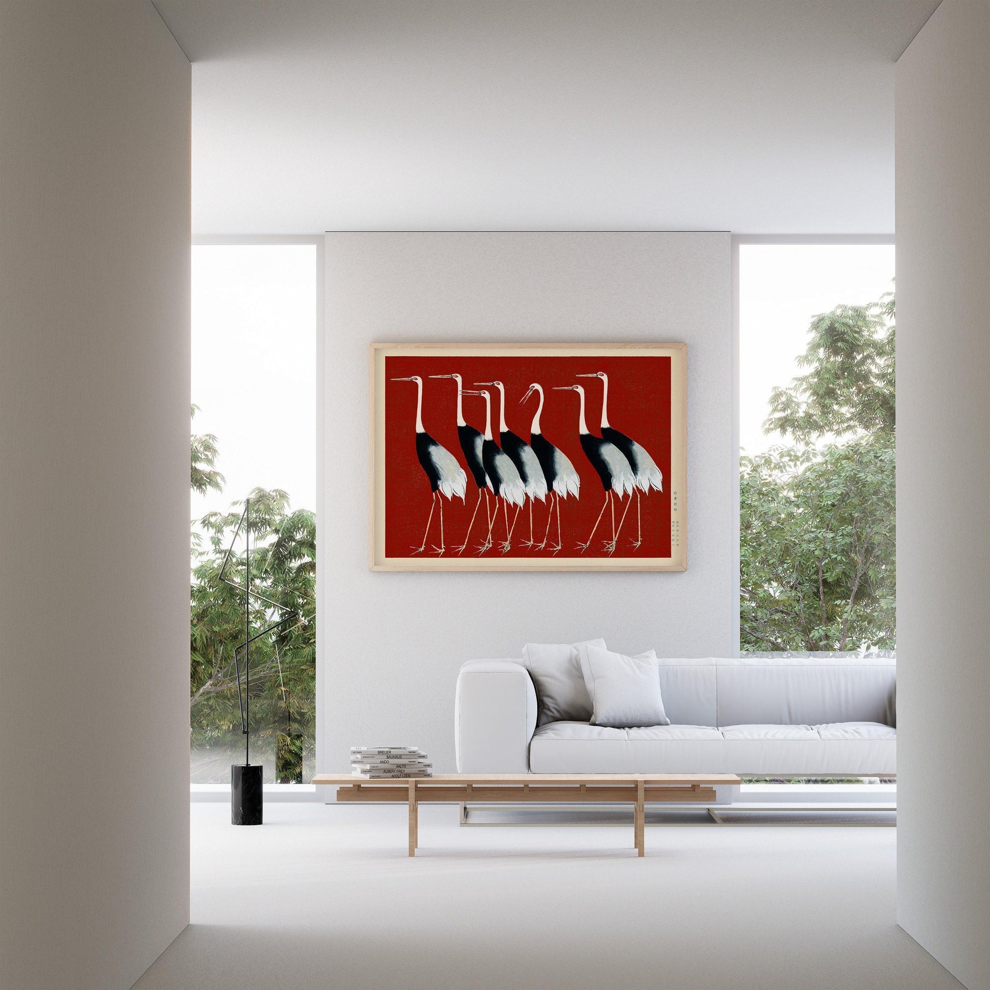 Estampe Ogata Korin représentant des grues rouges : giclée d'art japonais vintage