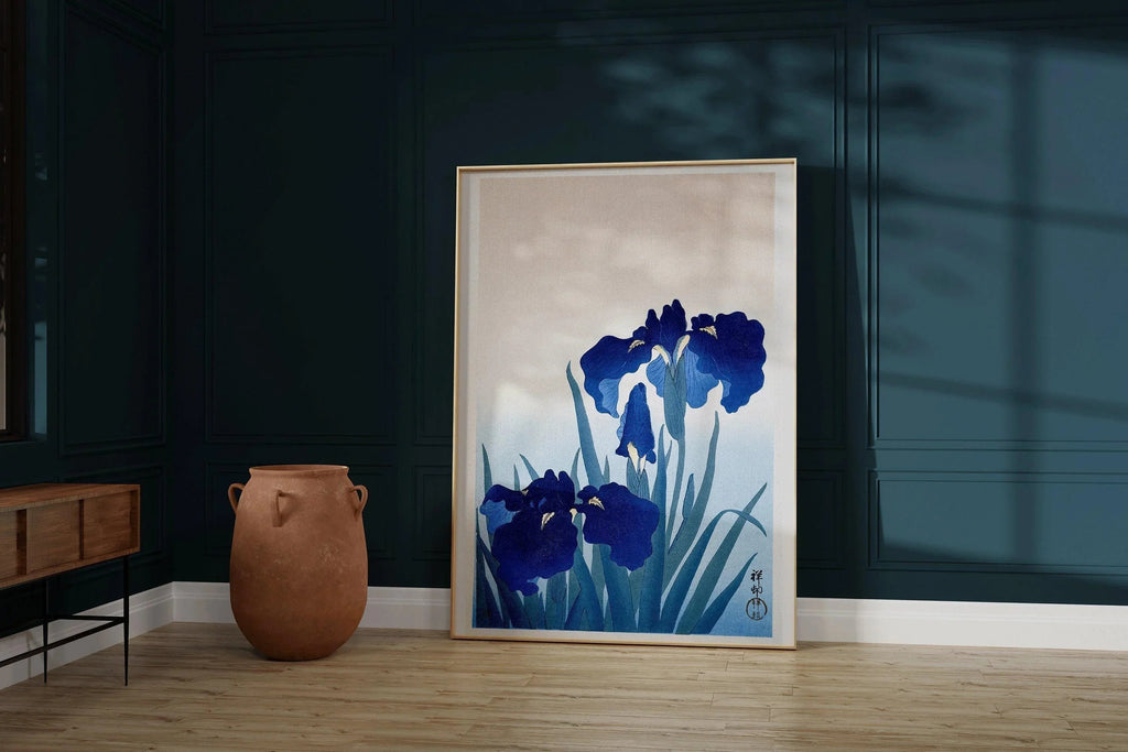 Ohara Koson Irises Giclee Print: Vintage Japanese Botanical Art