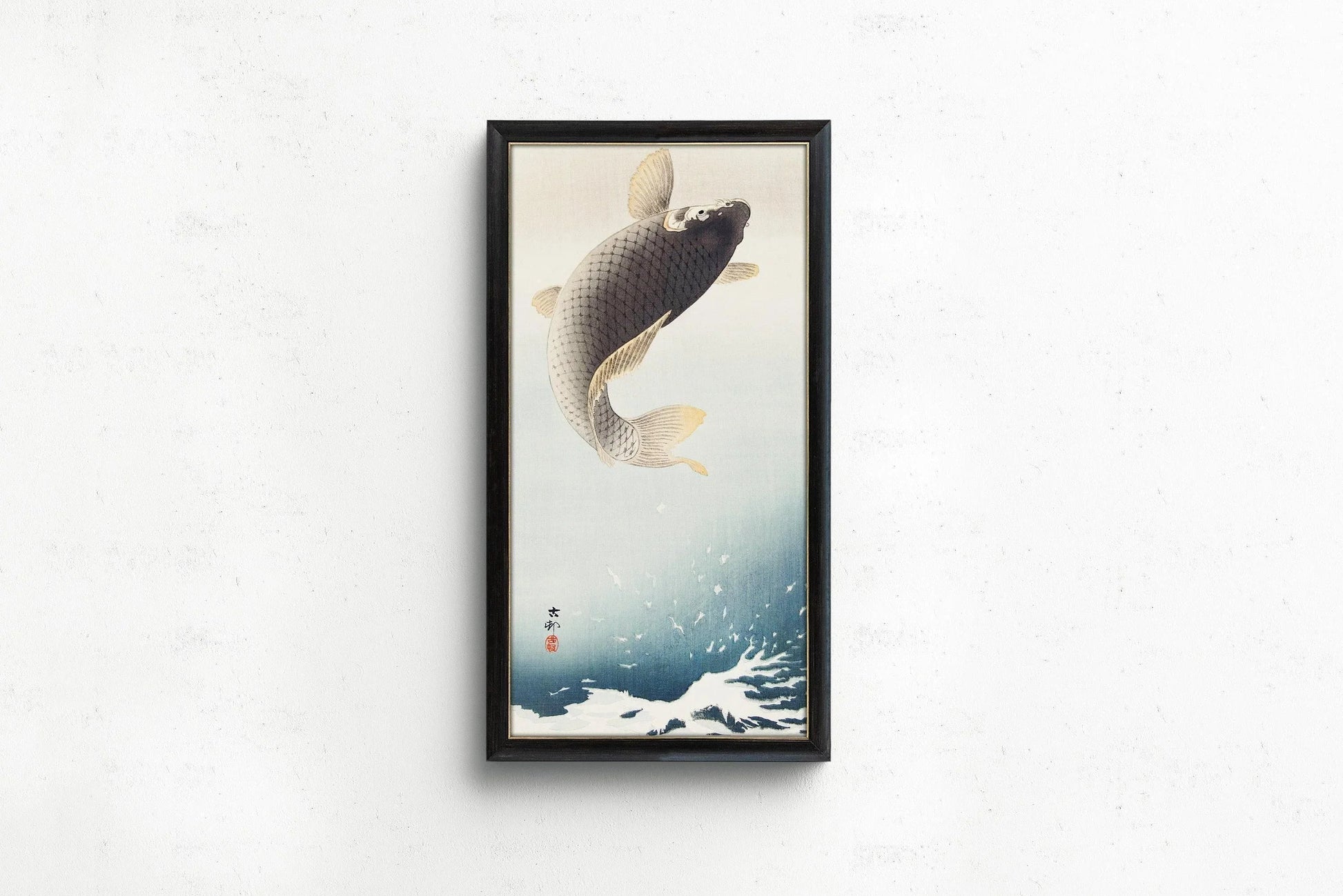 Estampe « Carpe bondissante » d'Ohara Koson : Art japonais vintage, qualité giclée