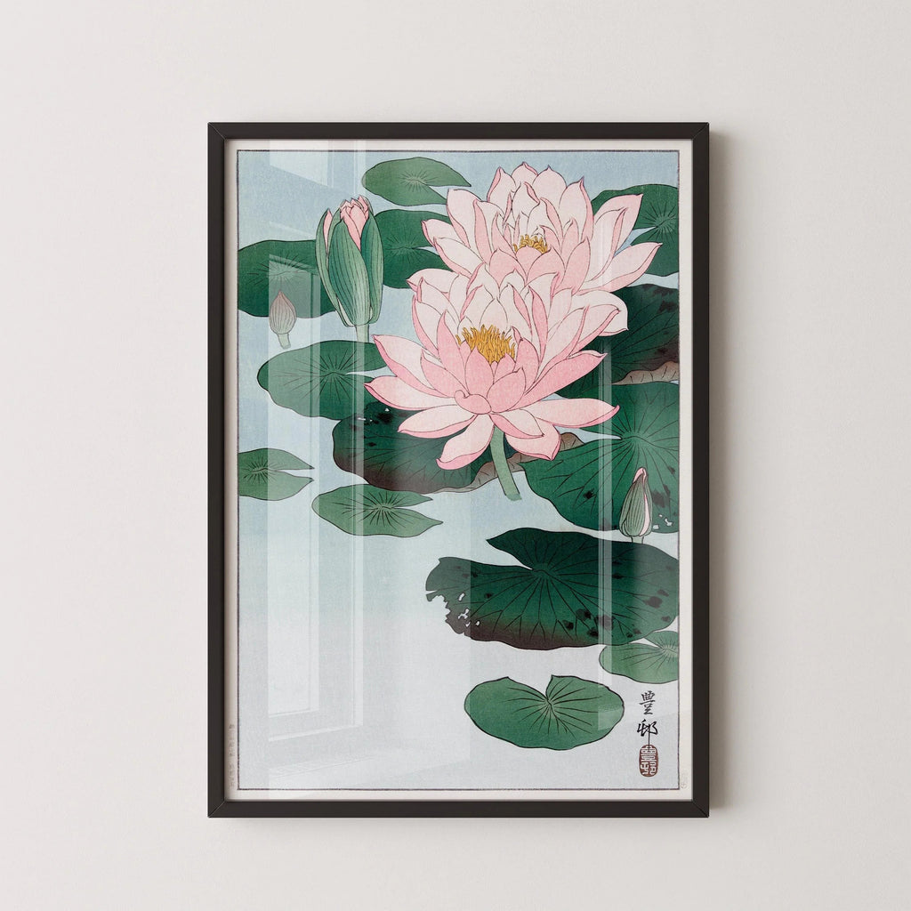 Ohara Koson - Nénuphars | ESTAMPE | Art botanique japonais vintage Shin-Hanga Kach≈ç-E (disponible encadrée à la main ou non encadrée)