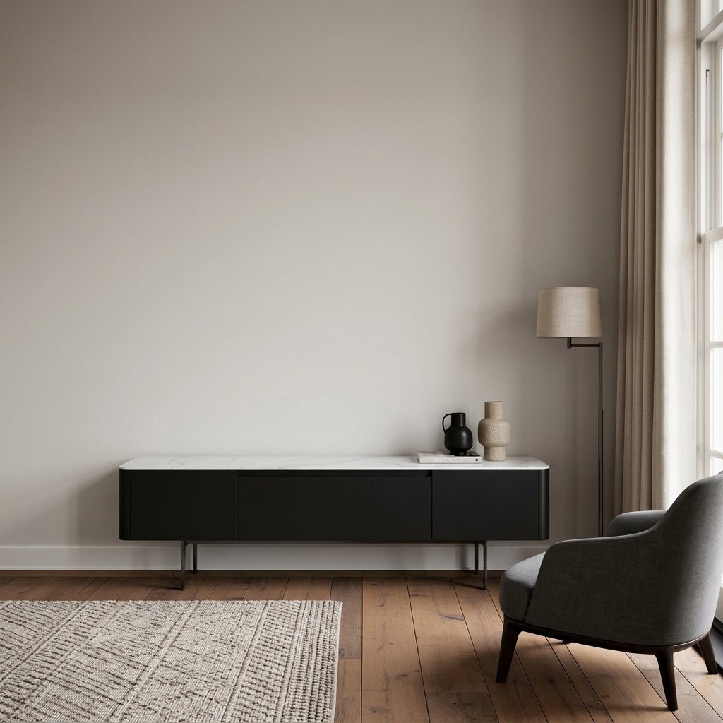 Olomouc Black and Marble Media Console