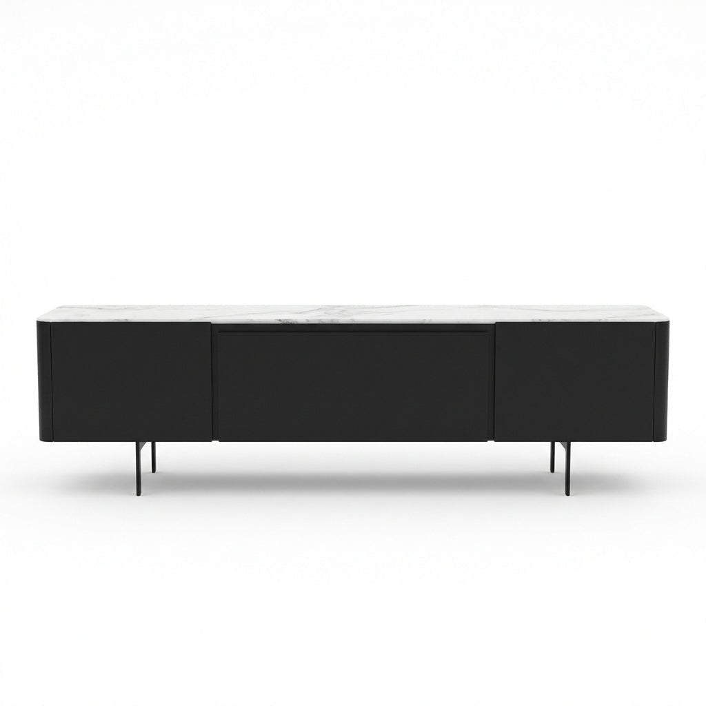 Olomouc Black and Marble Media Console