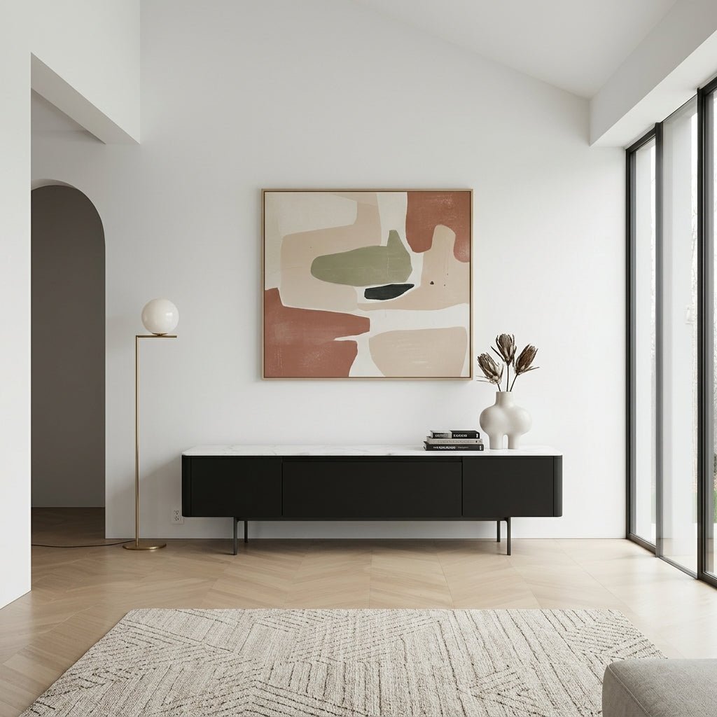 Olomouc Black and Marble Media Console