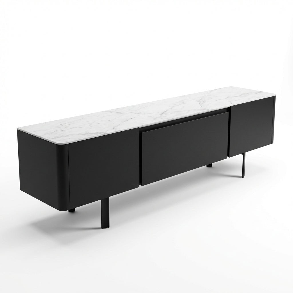 Olomouc Black and Marble Media Console