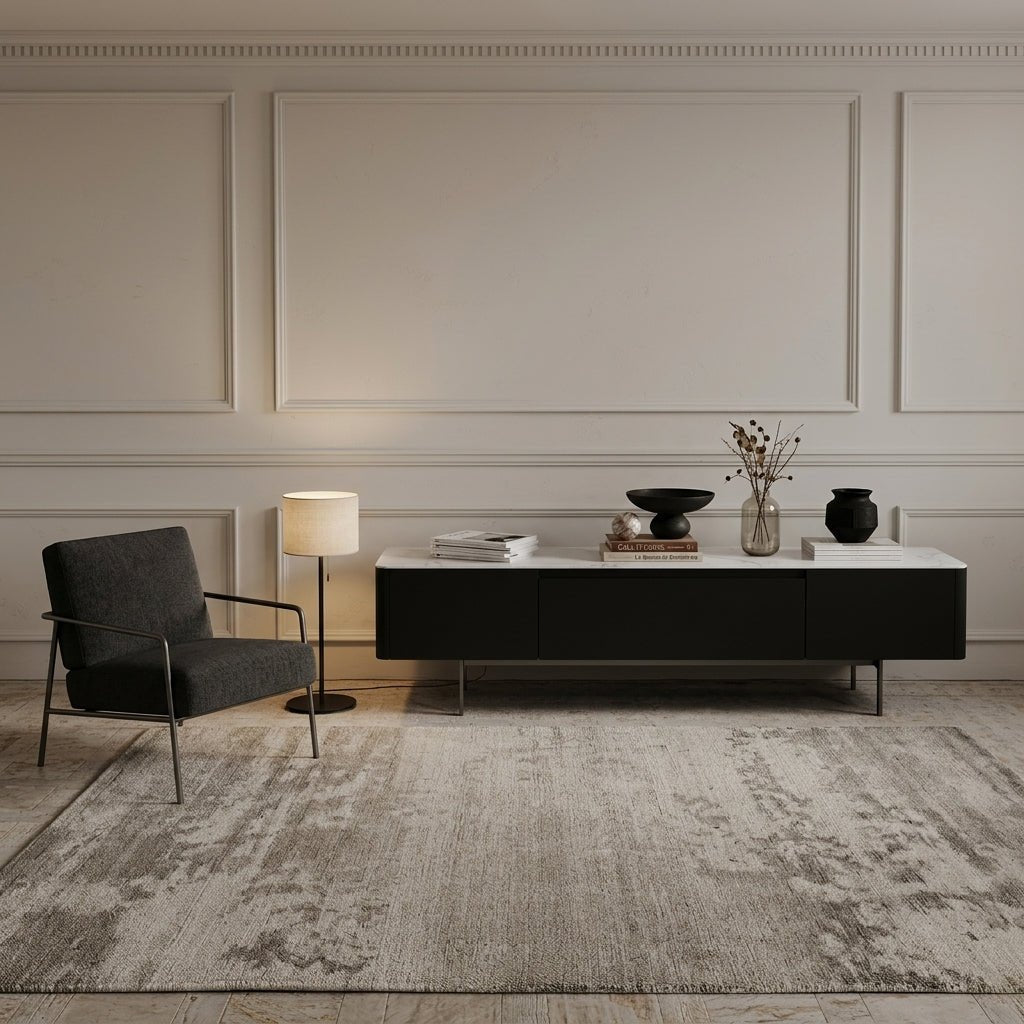 Olomouc Black and Marble Media Console