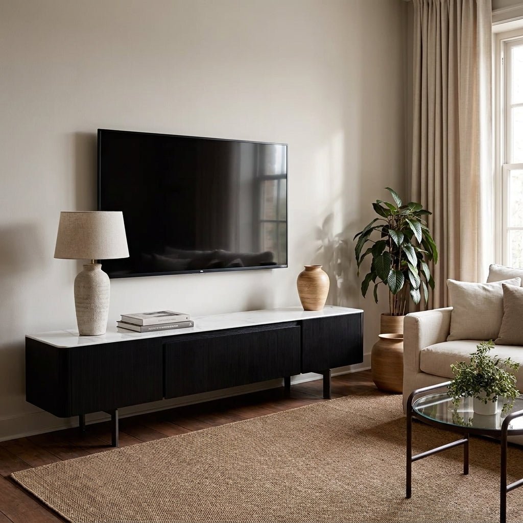 Olomouc Black and Marble Media Console