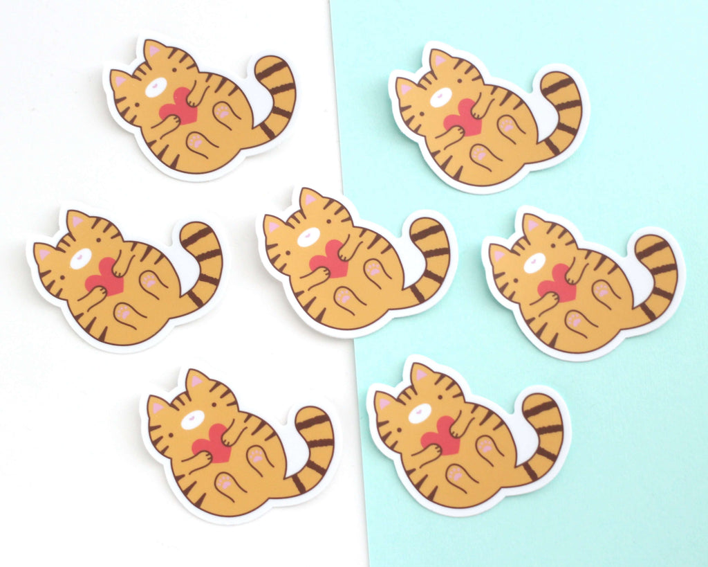 Orange Tabby Cat Vinyl Sticker - Cute Cat Stationery