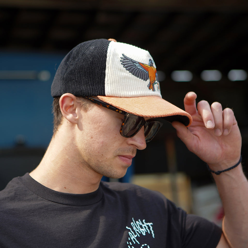 Chapeau en velours côtelé bicolore Oriole