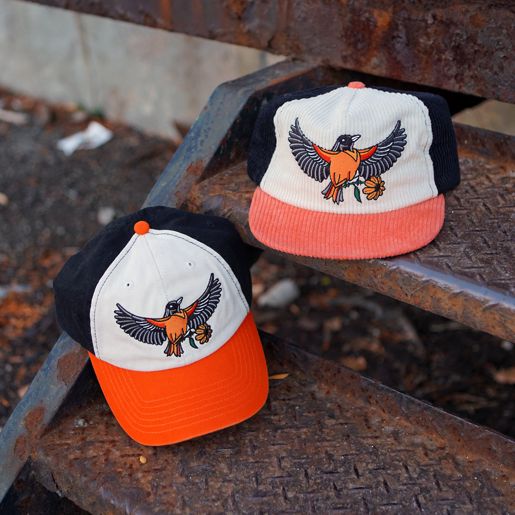Chapeau en velours côtelé bicolore Oriole