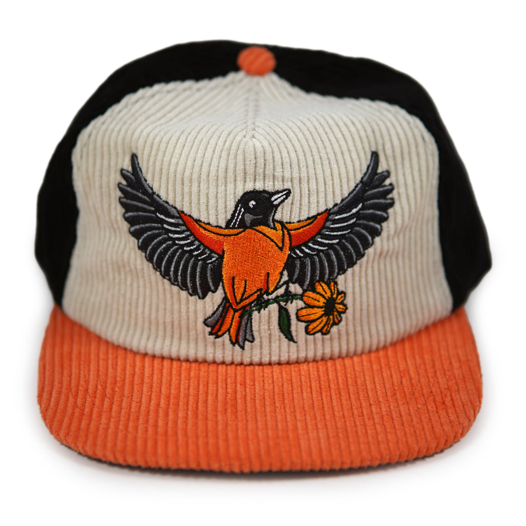 Chapeau en velours côtelé bicolore Oriole