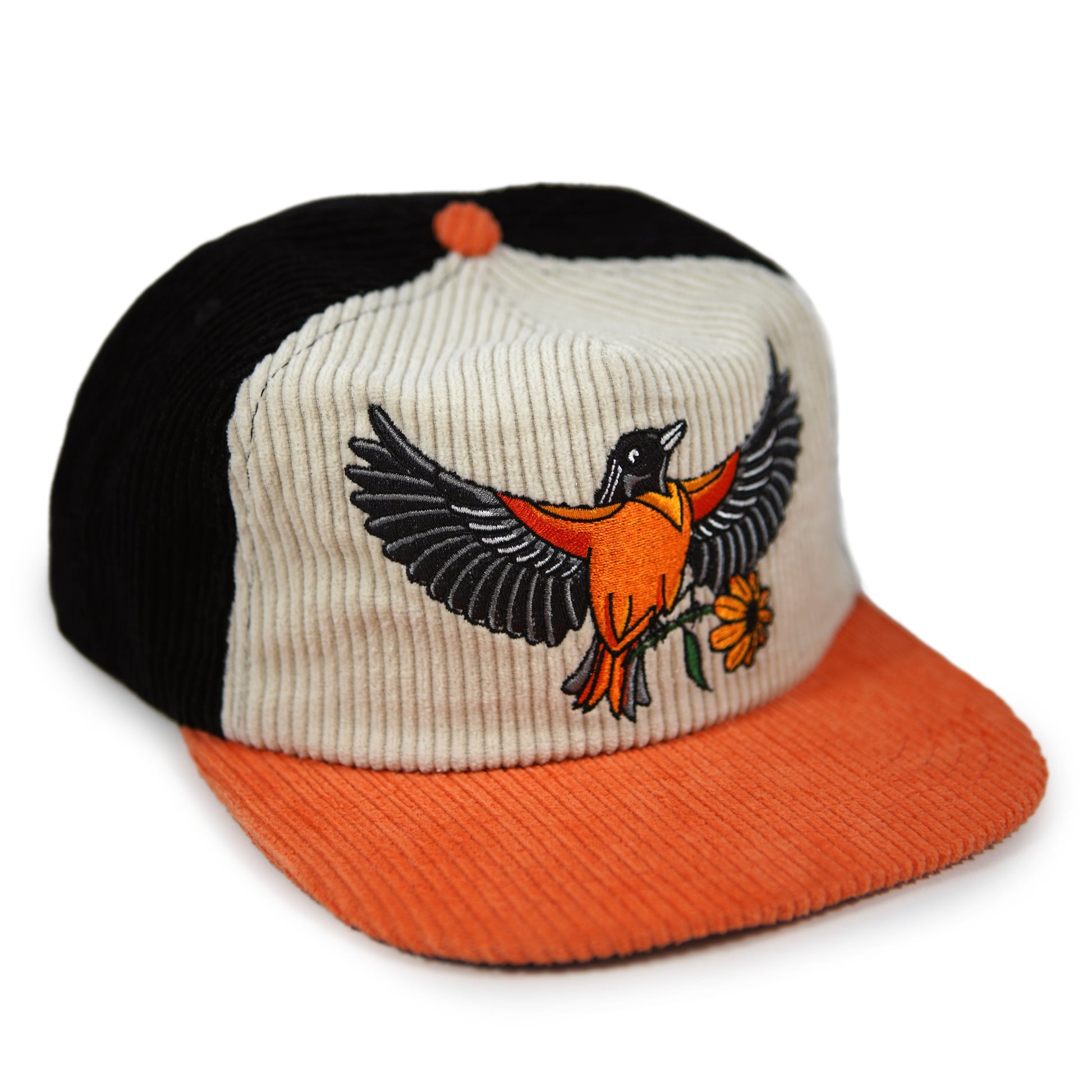 Chapeau en velours côtelé bicolore Oriole