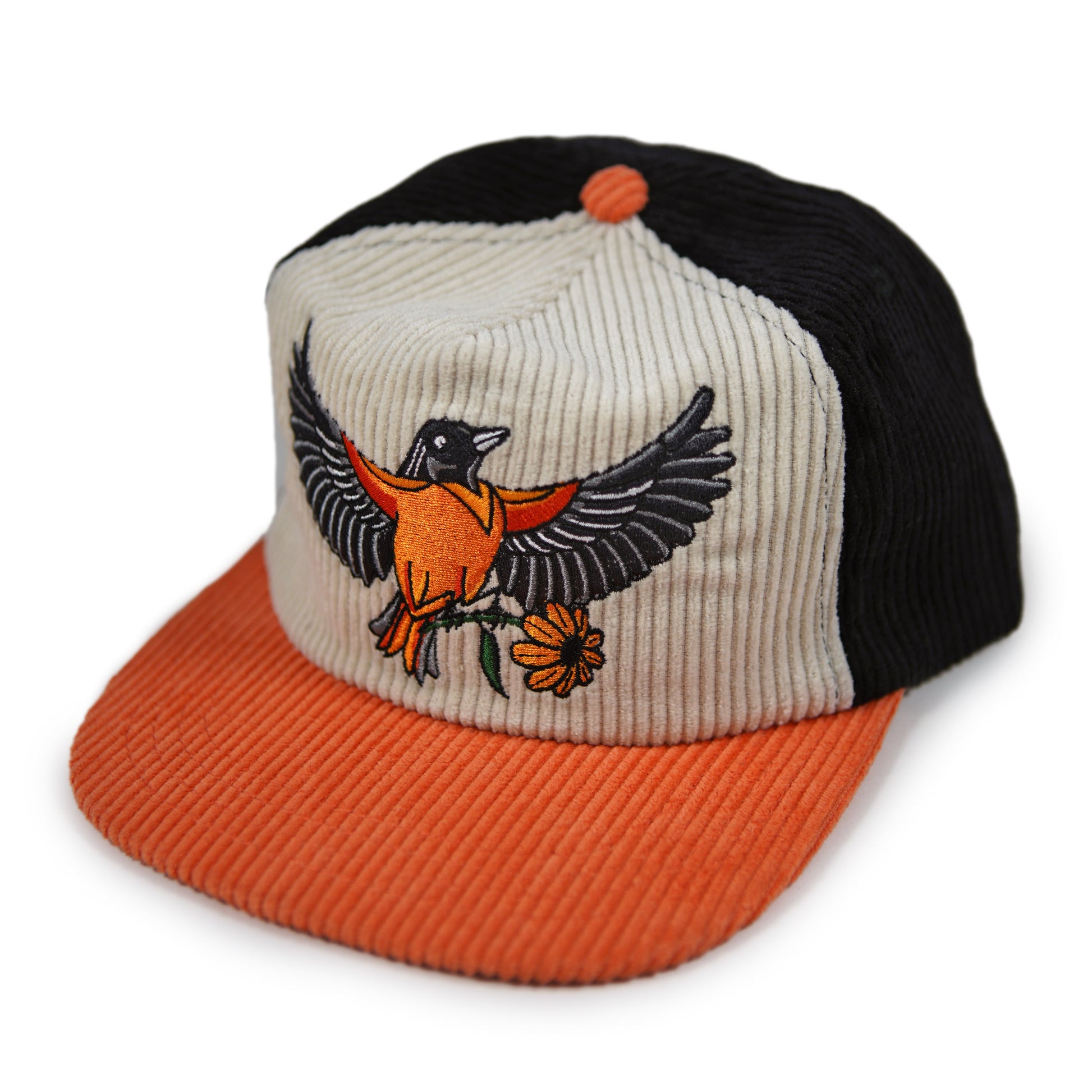 Chapeau en velours côtelé bicolore Oriole