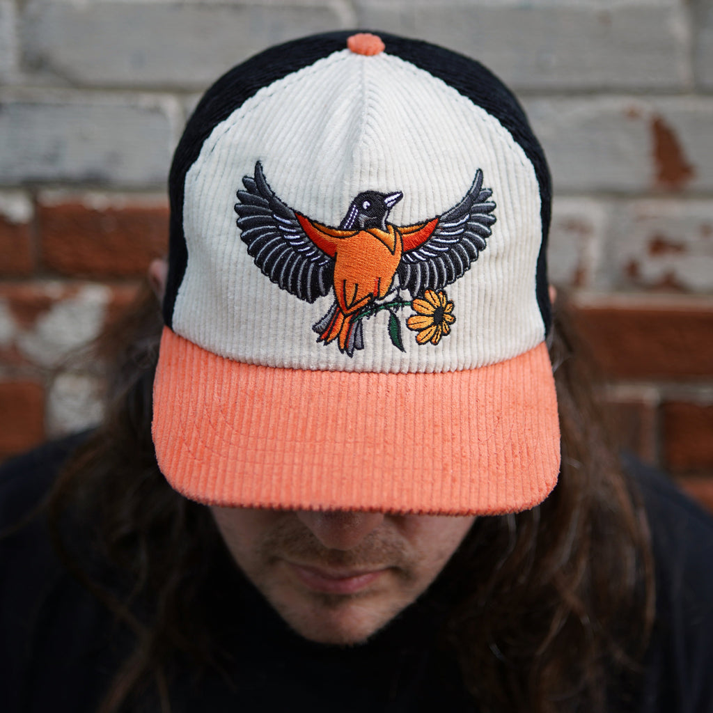 Chapeau en velours côtelé bicolore Oriole