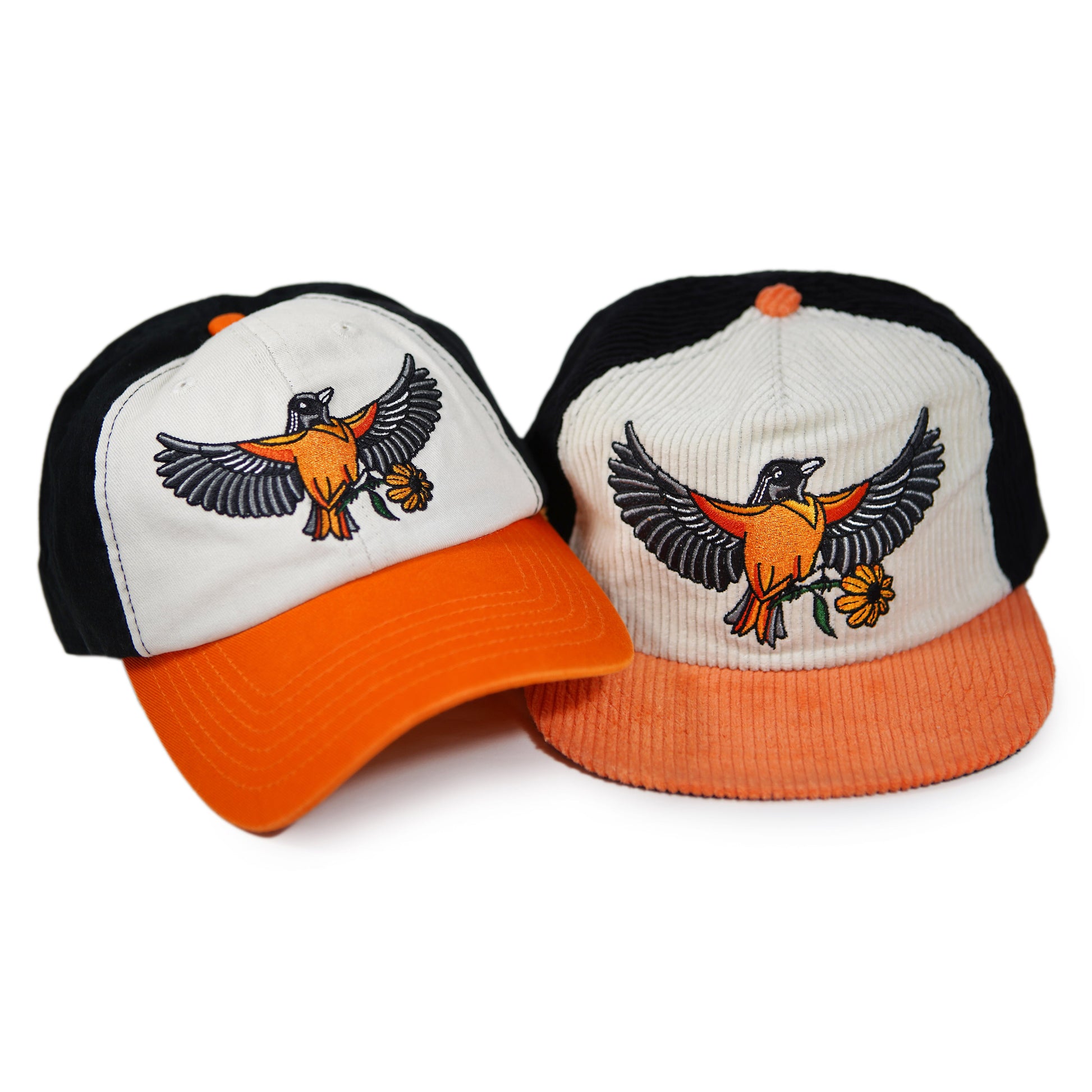 Chapeau en velours côtelé bicolore Oriole