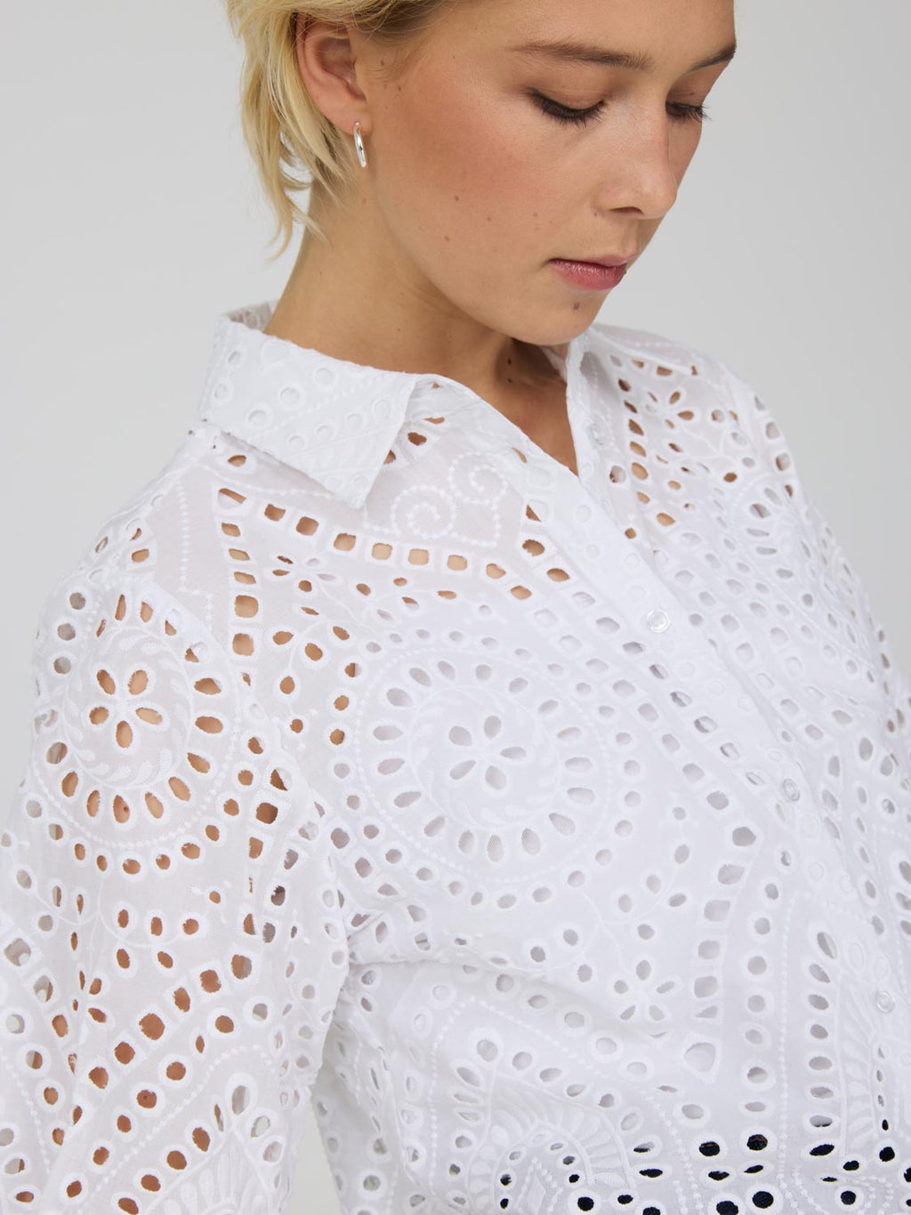 Short Sleeve Eyelet Blouse