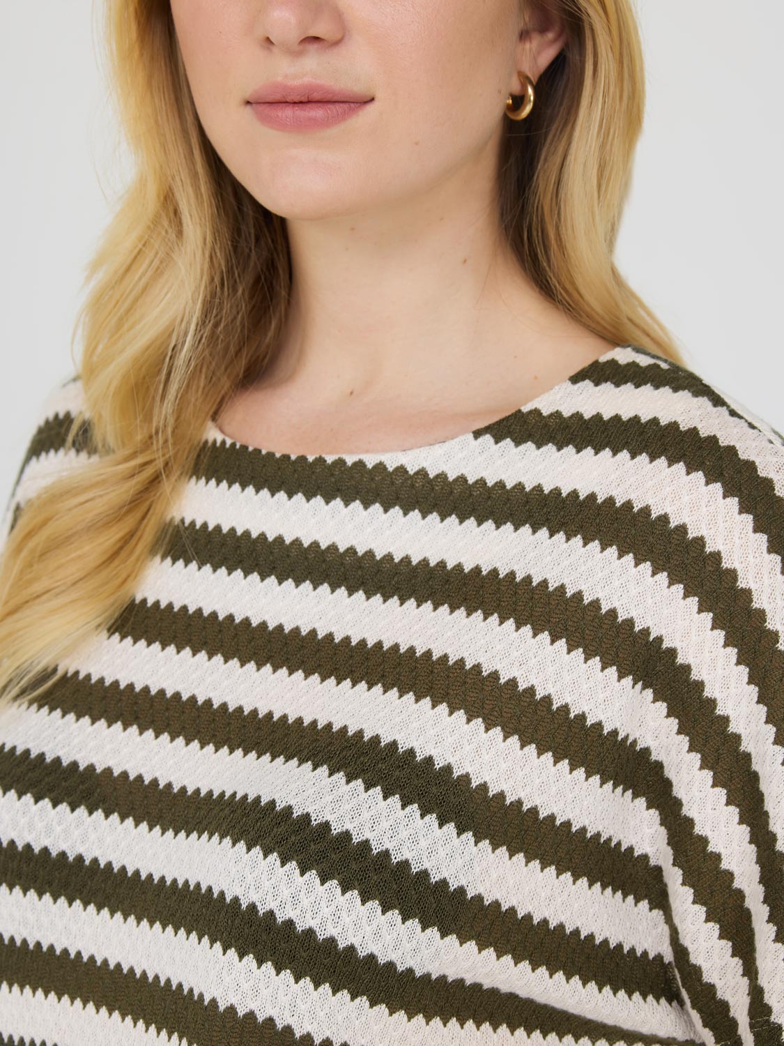 Pull rayé à manches courtes dolman