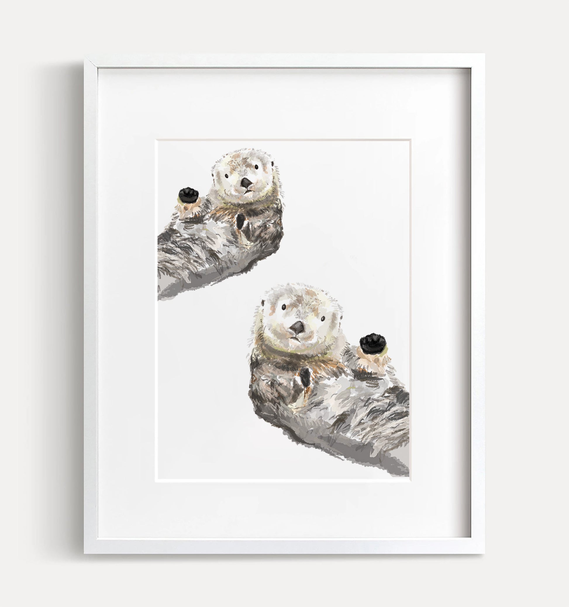 Estampe aquarelle de loutre de mer