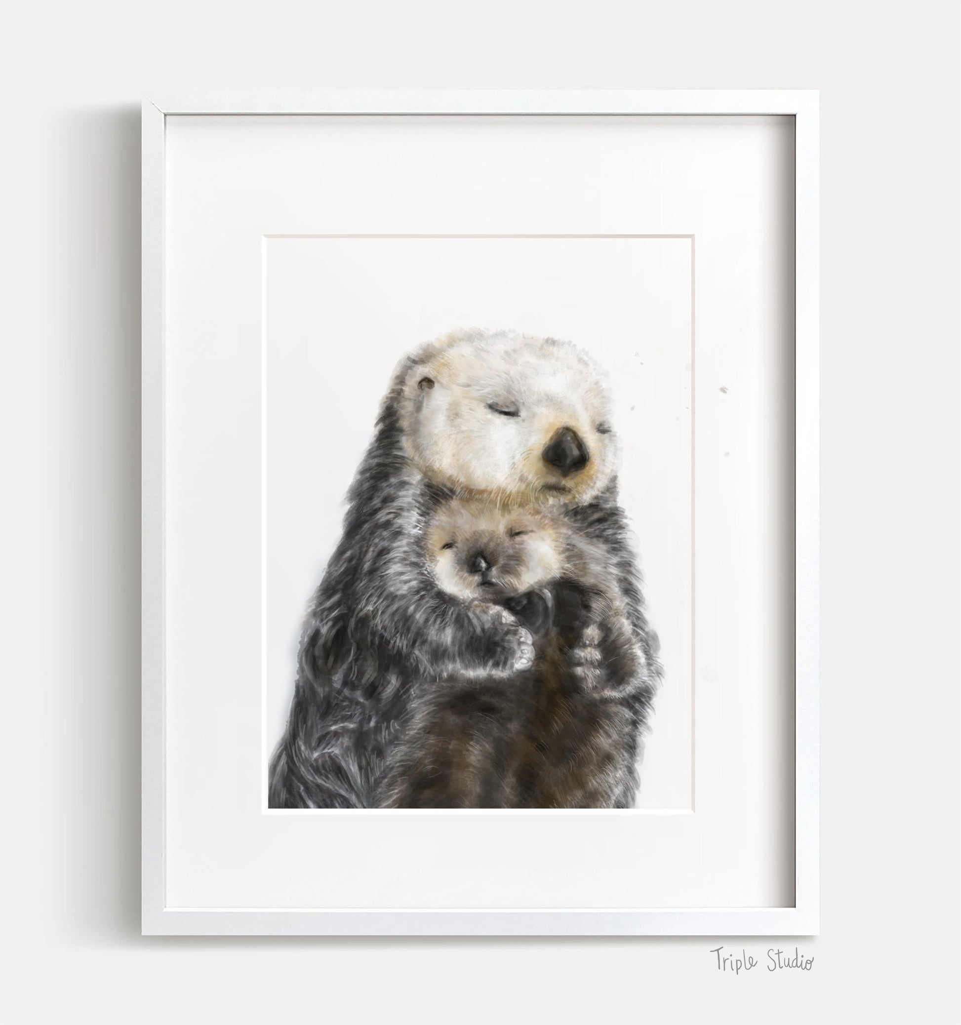 Affiche murale Bébé loutre de mer et sa maman