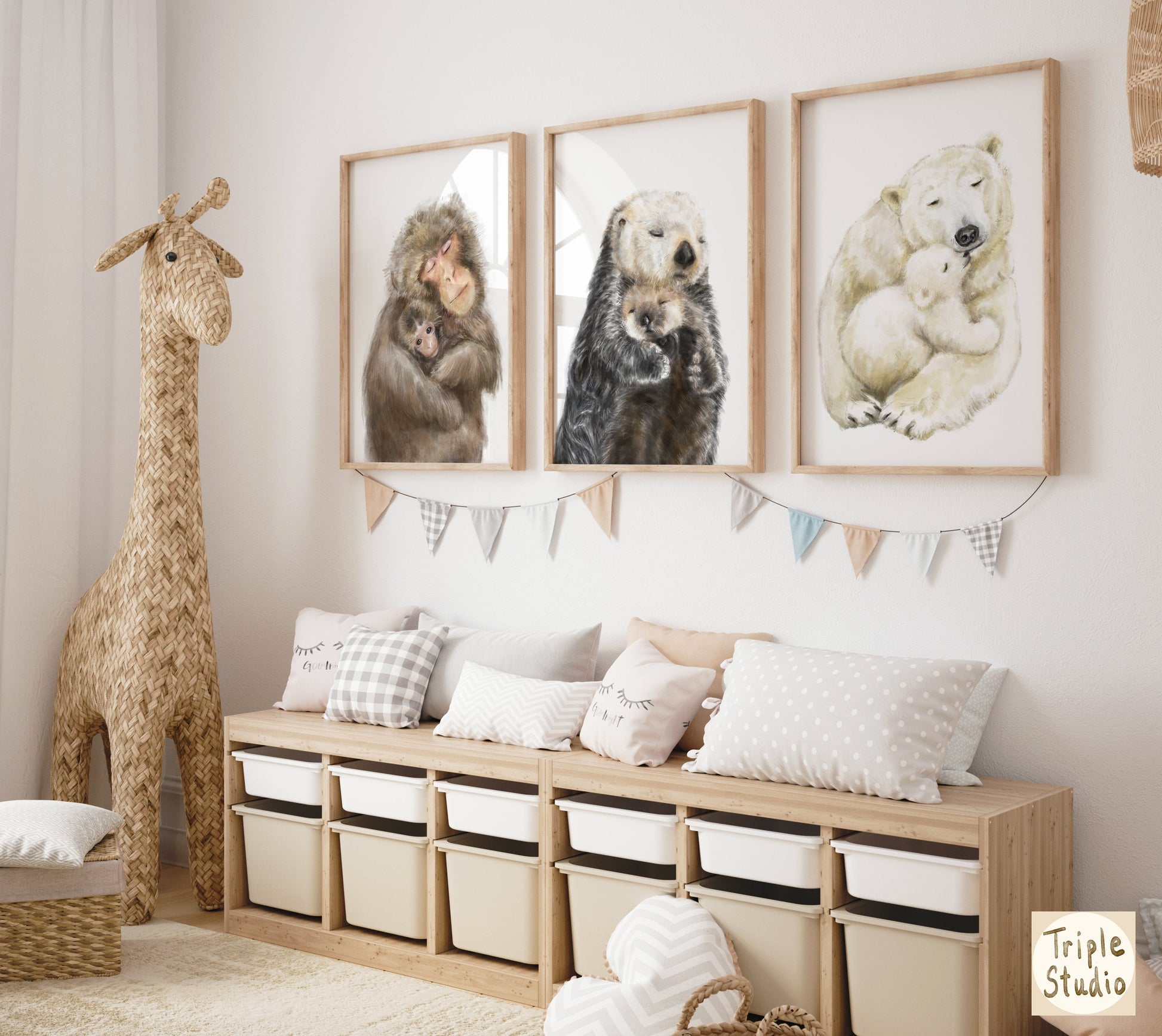 Affiche murale Bébé loutre de mer et sa maman