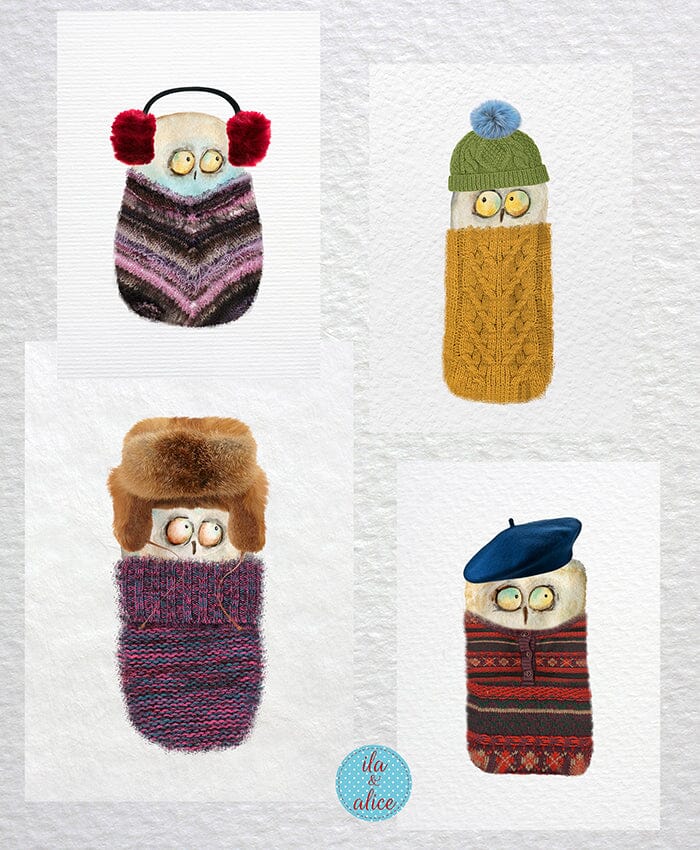 Cute Owls in Sweaters Postcards