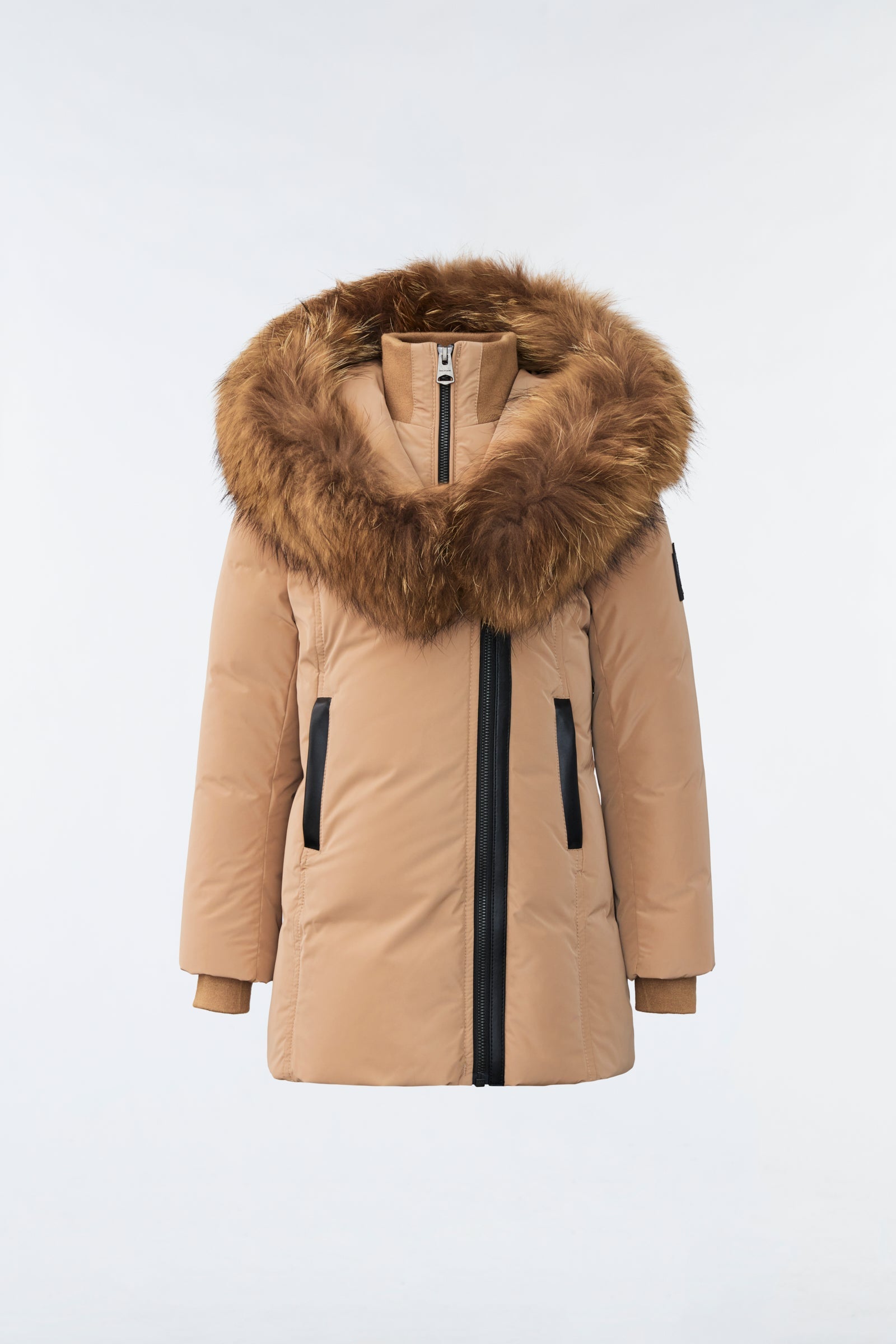 LEELEE Manteau en duvet avec fourrure naturelle amovible Signature Mackage Collar pour enfants (8-14 ans)