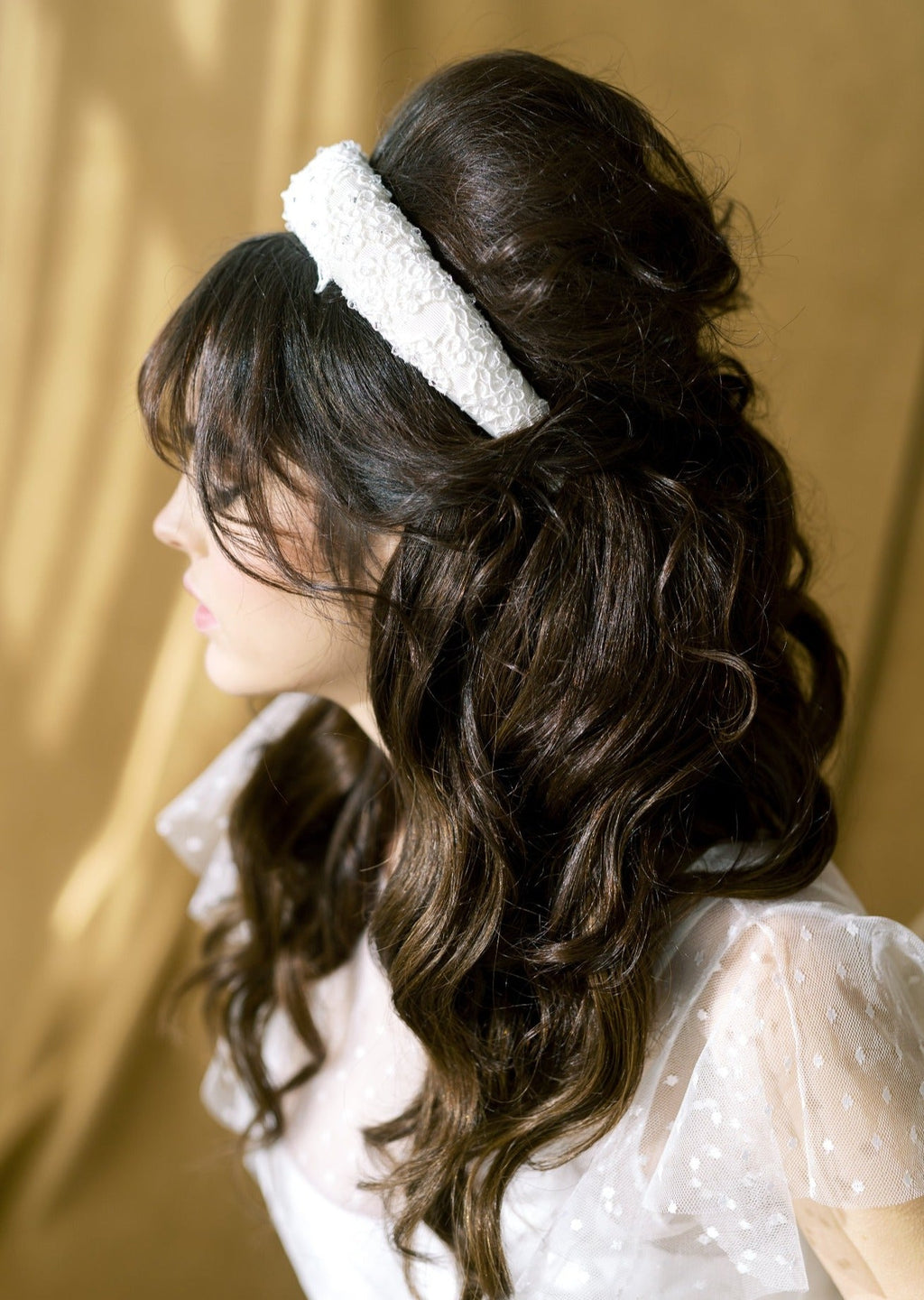 JUDY Beaded Vintage Lace Padded Headband