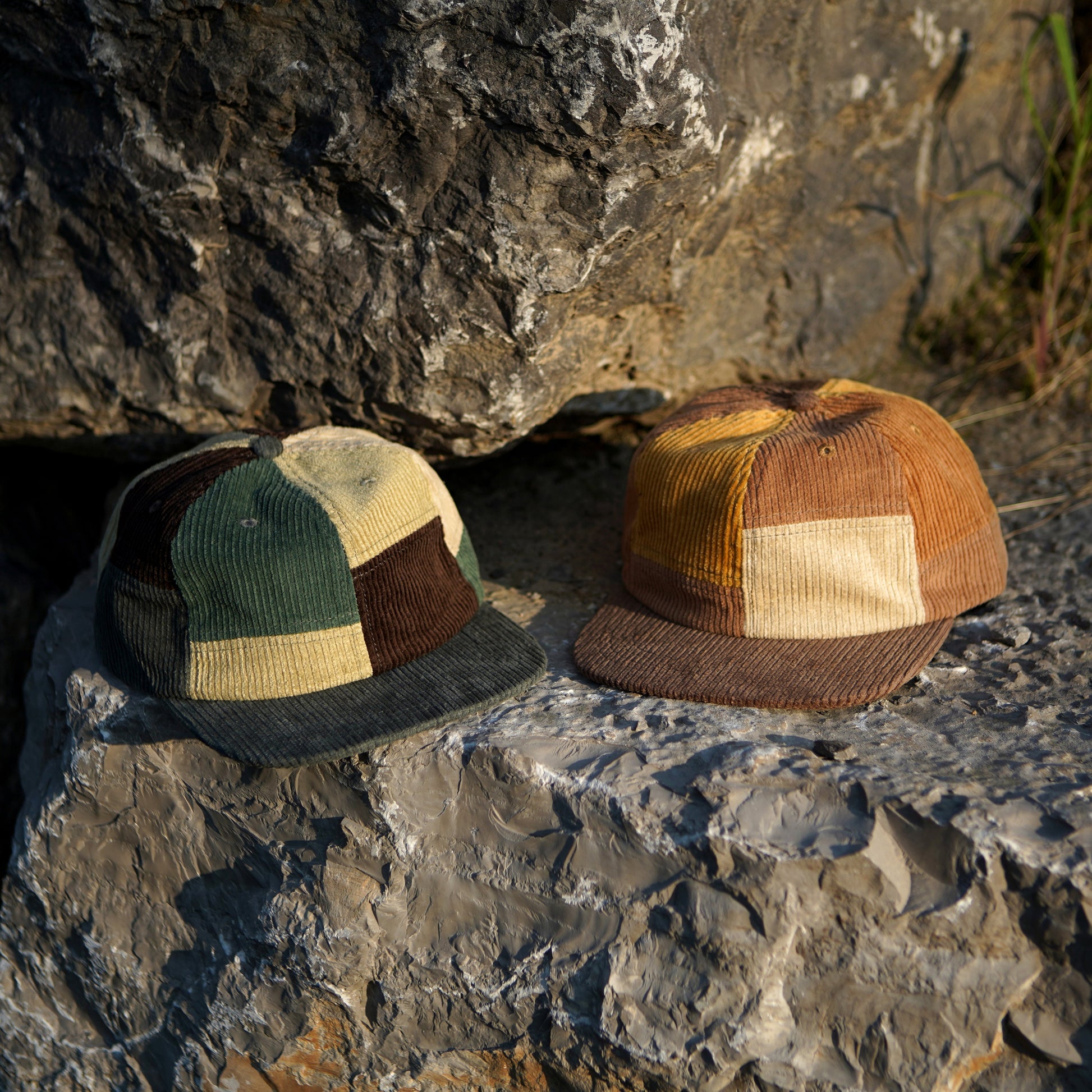 Chapeau patchwork en velours côtelé
