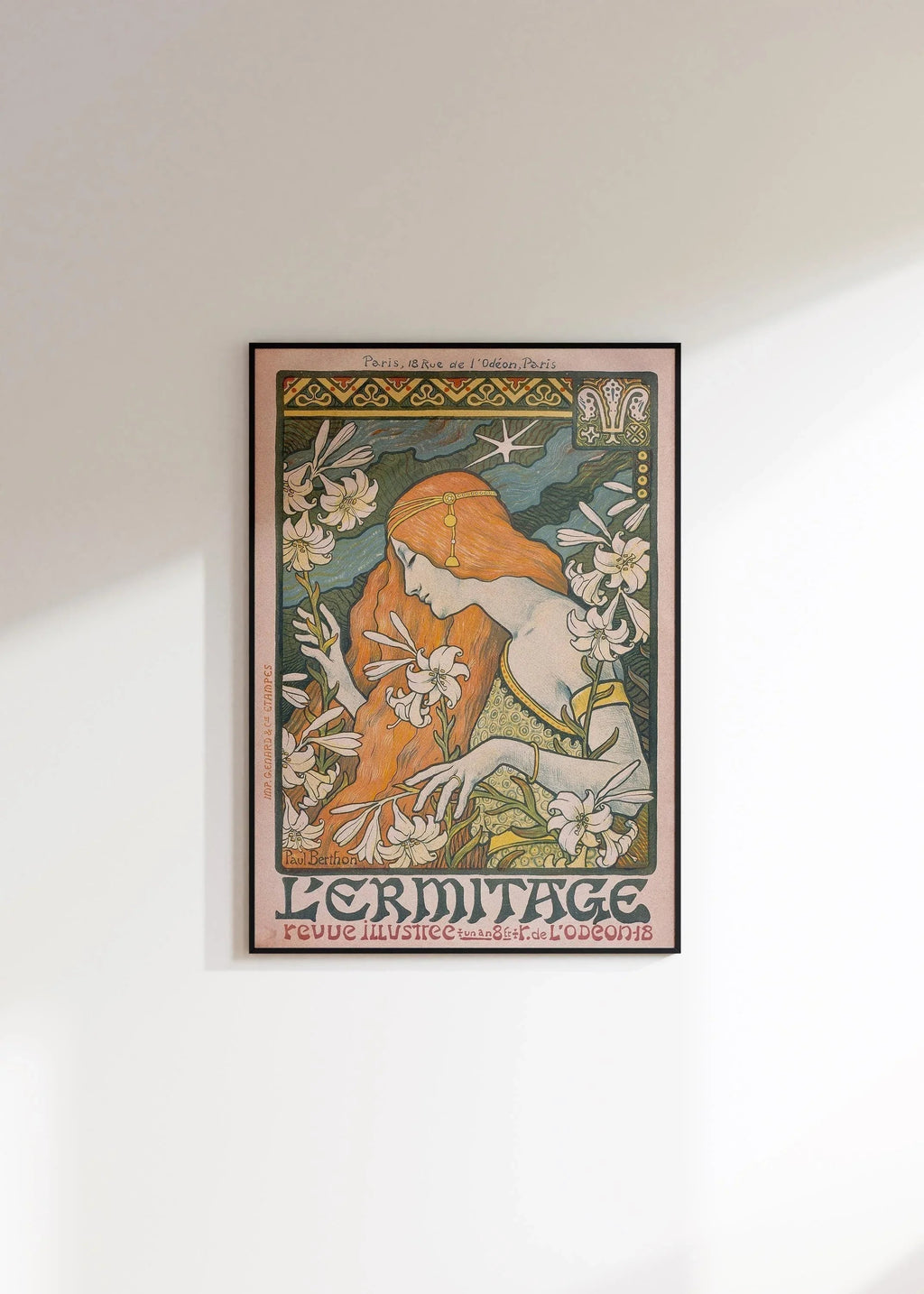 Paul Berthon - The Hermitage Art Nouveau Print: Flowing Lines & Lilies
