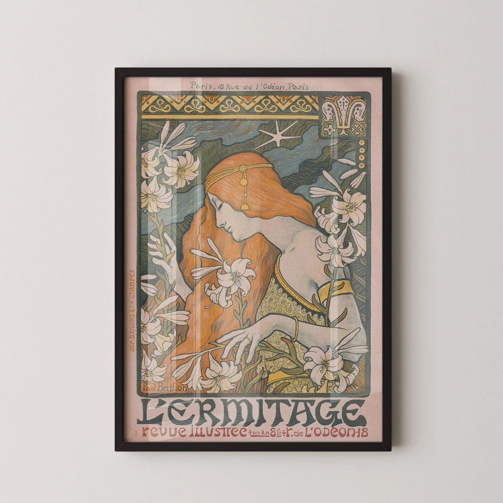 Paul Berthon - The Hermitage Art Nouveau Print: Flowing Lines & Lilies
