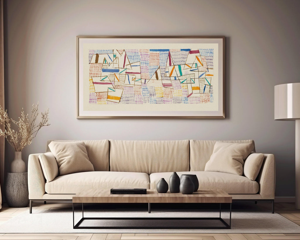 Estampe abstraite « Côte de Provence » de Paul Klee : panoramique large (2x1)