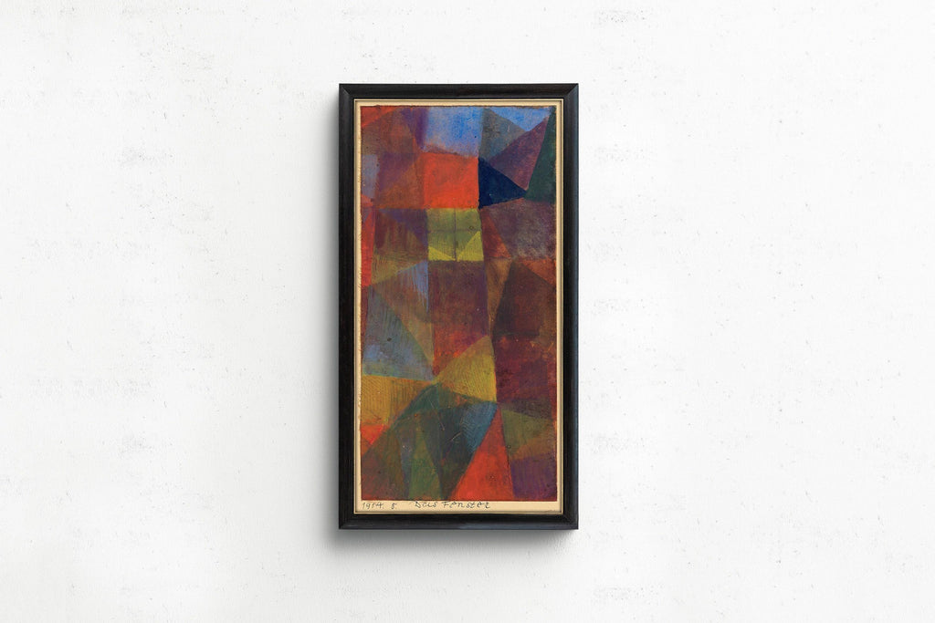 Estampe abstraite de Paul Klee : Fenêtre verticale moderne du milieu du siècle