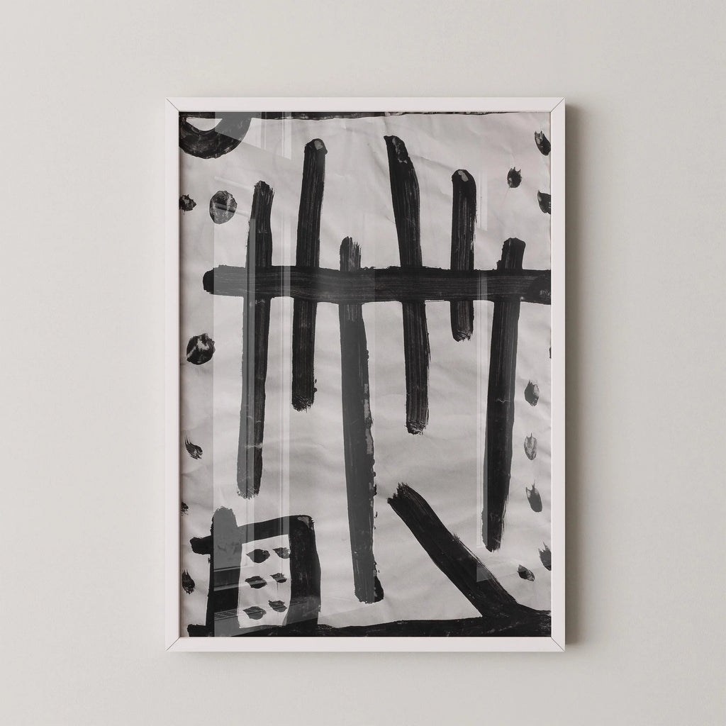 Estampe abstraite en noir et blanc de Paul Klee : Composition géométrique
