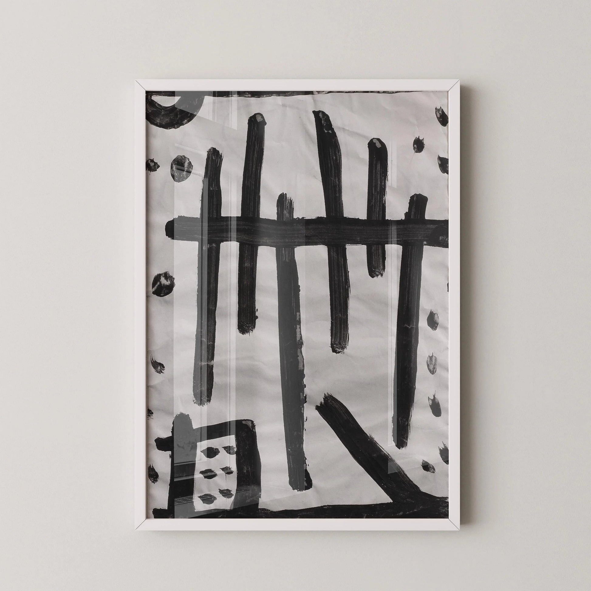 Estampe abstraite en noir et blanc de Paul Klee : Composition géométrique
