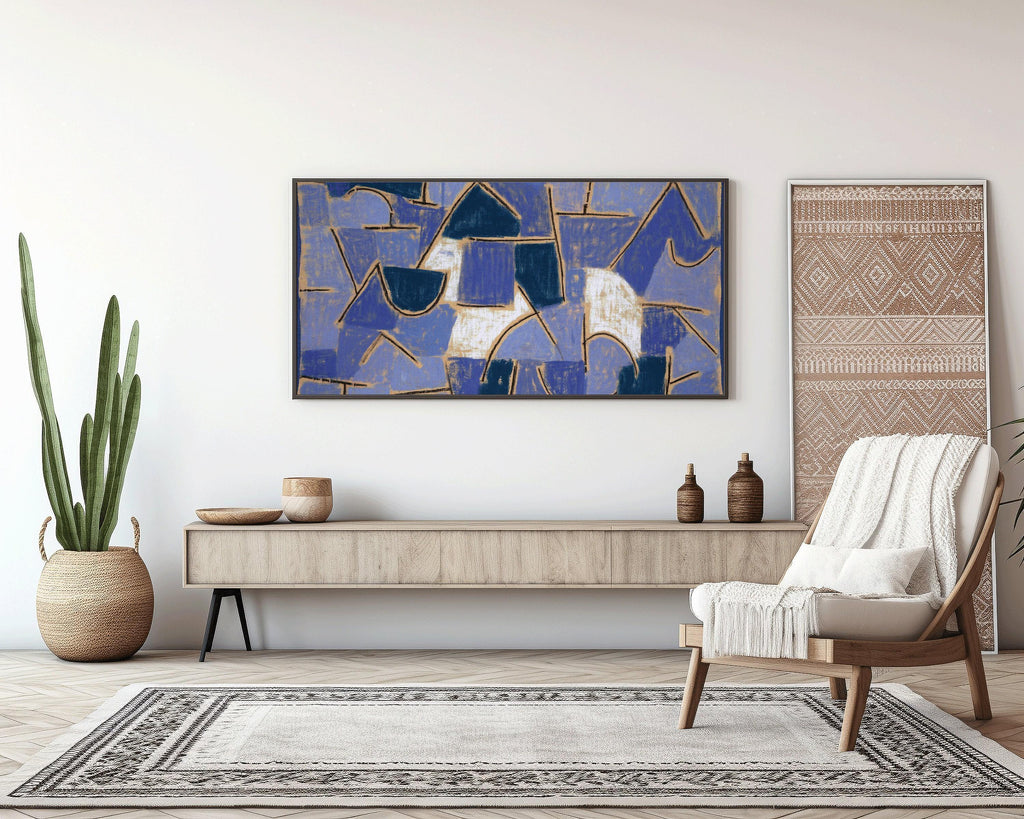 Paul Klee - Nuit bleue | Art panoramique abstrait moderne (disponible encadré à la main ou non encadré) 2x1