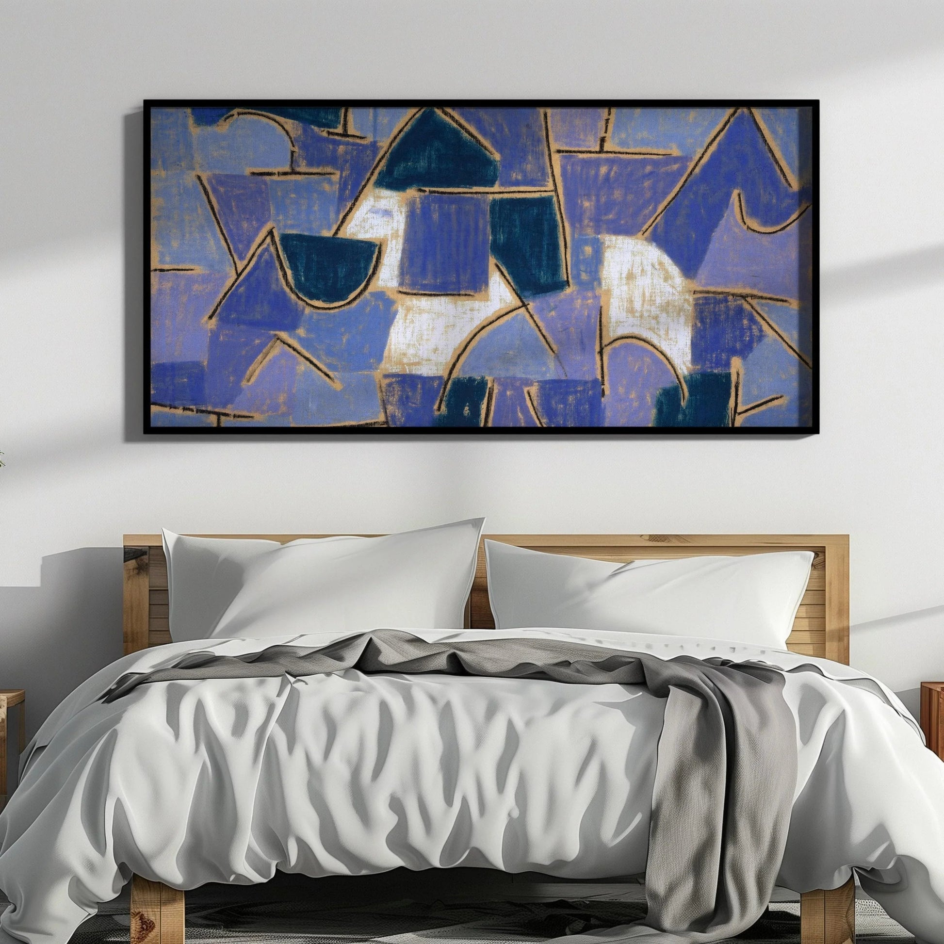 Paul Klee - Nuit bleue | Art panoramique abstrait moderne (disponible encadré à la main ou non encadré) 2x1